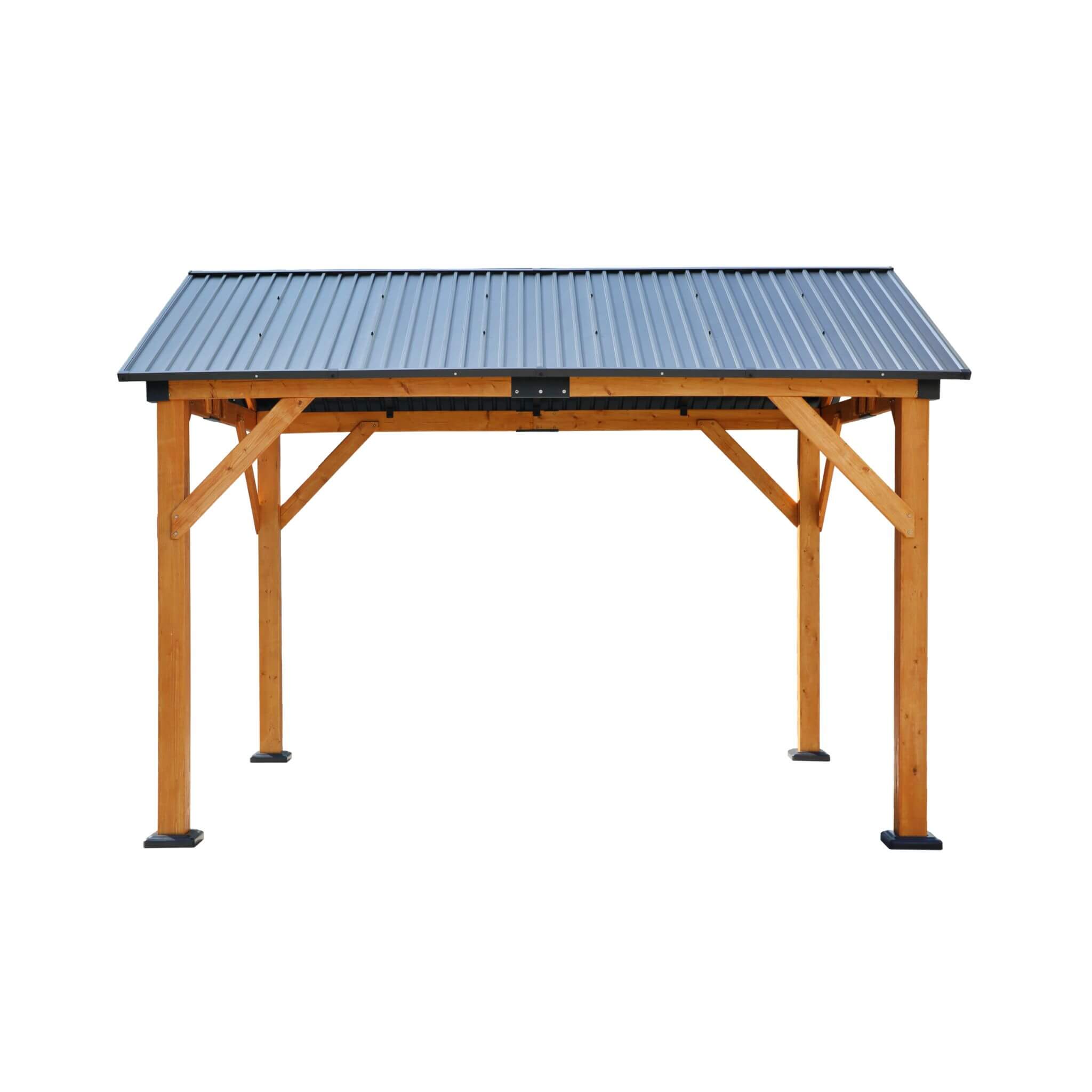 Alora Heavy-Duty All-Weather Hardtop Wooden Carport Gazebo With Galvanized Steel Roof [09X11FT]