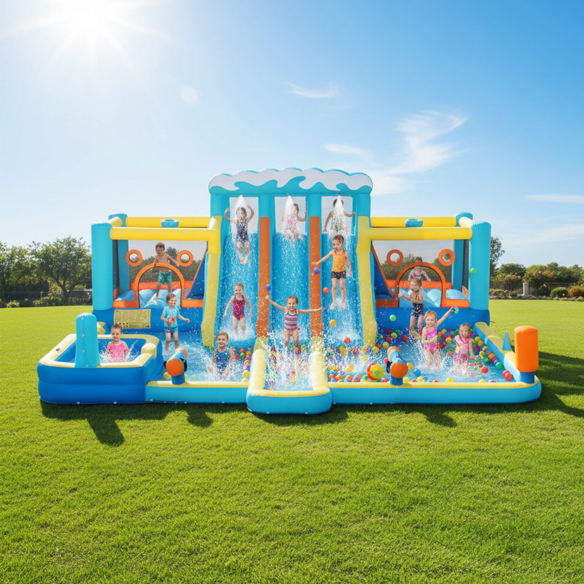 10-in-1 Inflatable Water Slide Bounce House With Blower