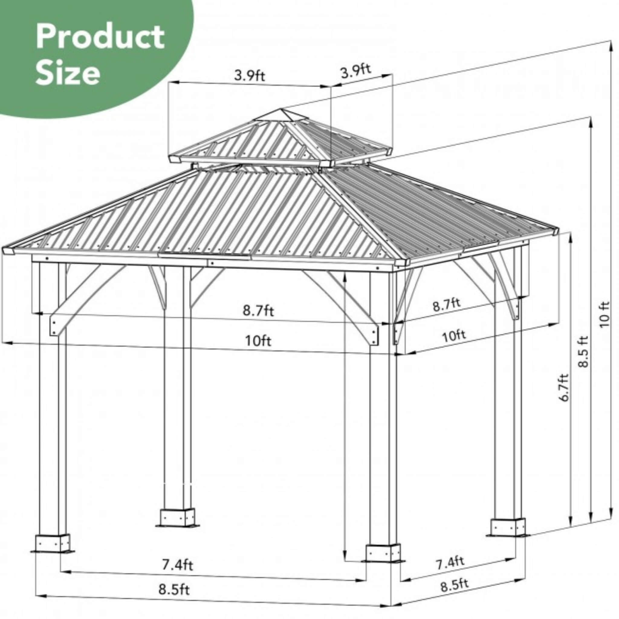 Premium Outdoor Patio Hardtop Gazebo W/ Double Steel Roof [10X10FT]