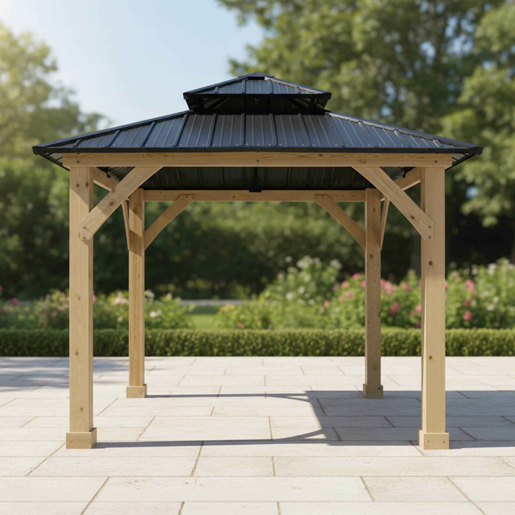 [10X10FT] Premium Outdoor Patio Hardtop Gazebo W/ Double Steel Roof (SAK01291)