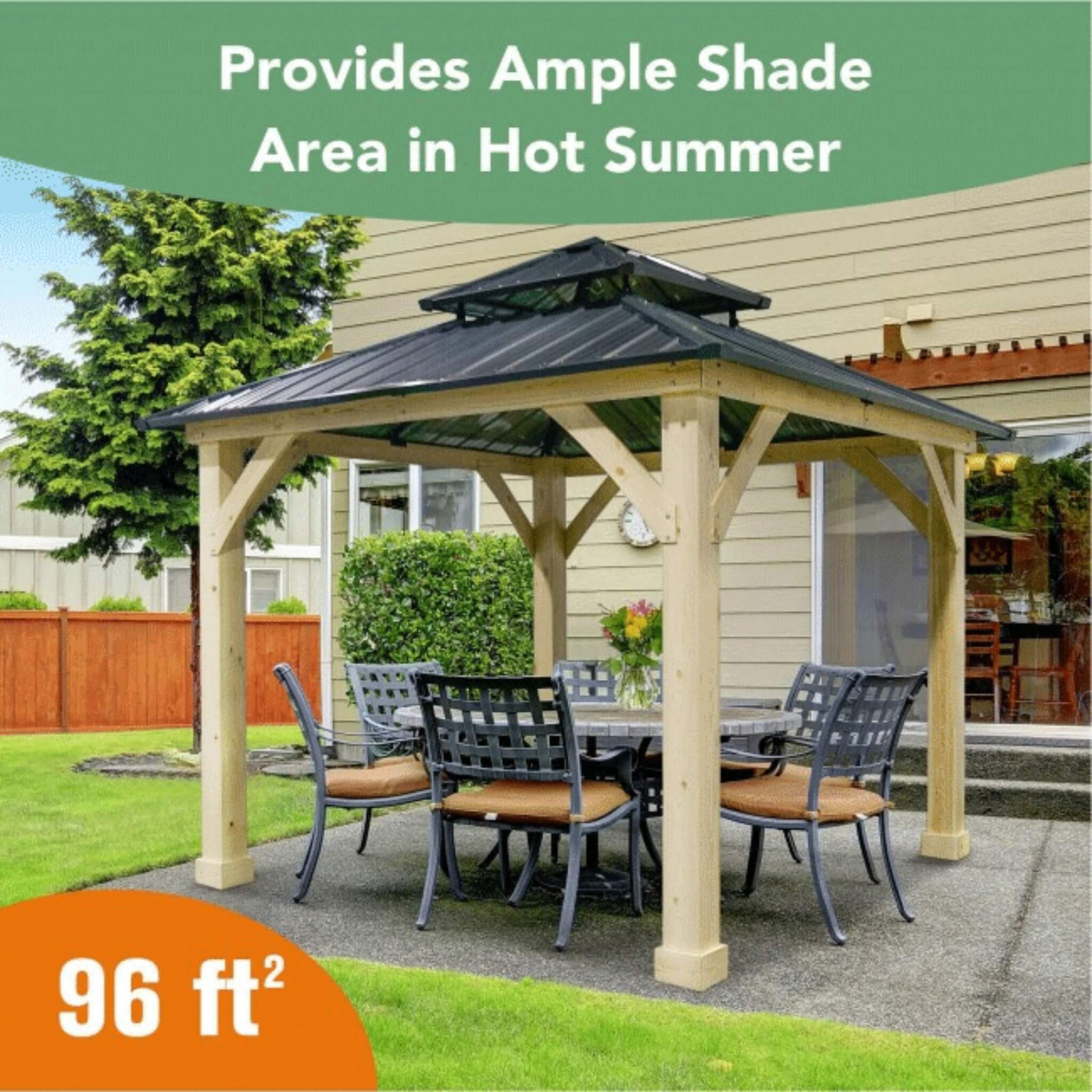 Premium Outdoor Patio Hardtop Gazebo W/ Double Steel Roof [10X10FT]