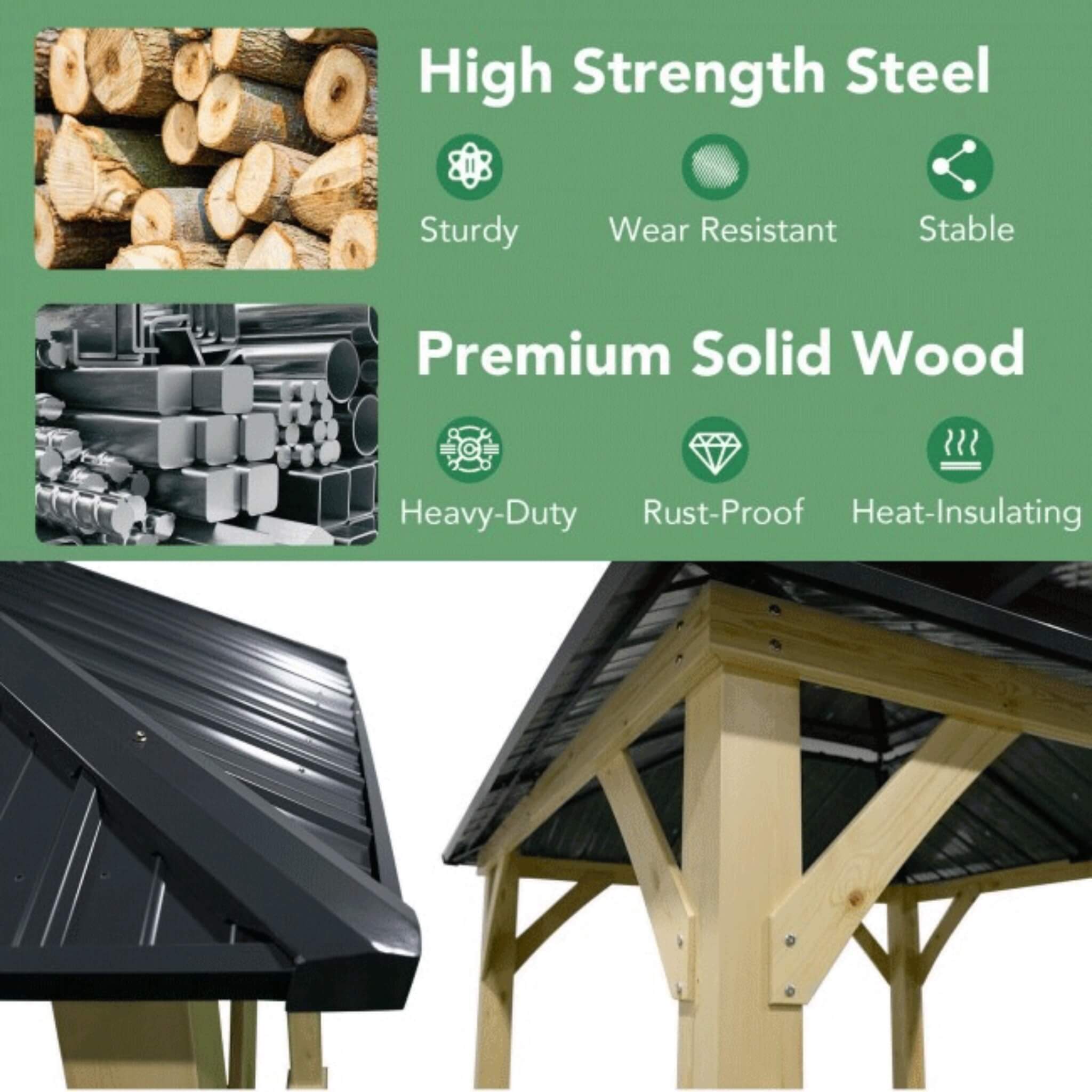 Premium Outdoor Patio Hardtop Gazebo W/ Double Steel Roof [10X10FT]