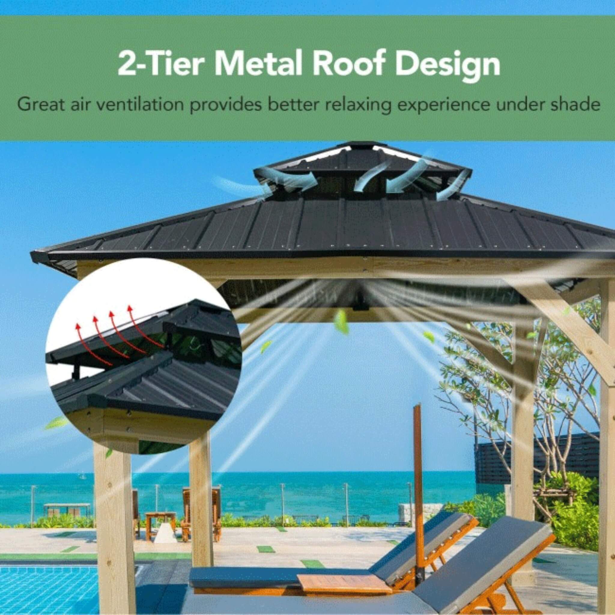 Premium Outdoor Patio Hardtop Gazebo W/ Double Steel Roof [10X10FT]