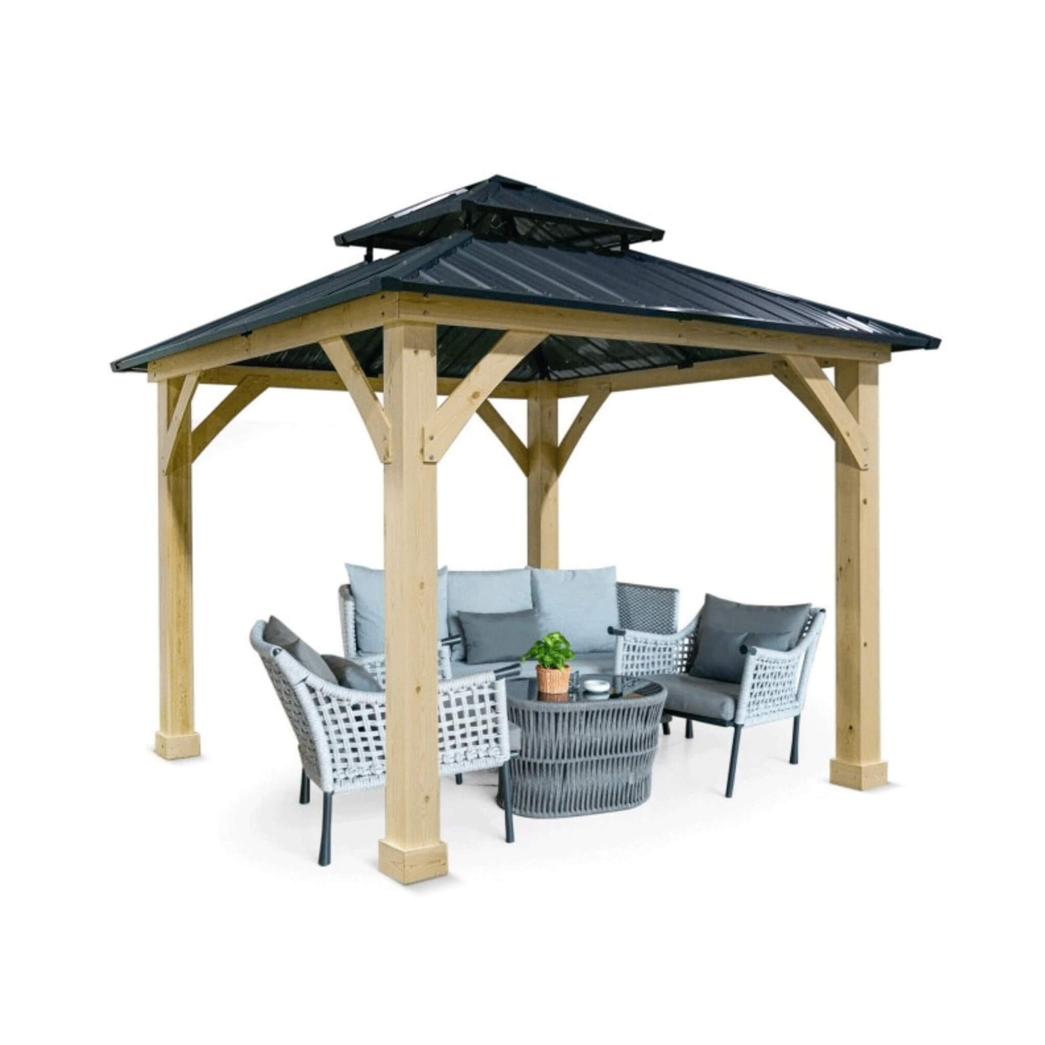 Premium Outdoor Patio Hardtop Gazebo W/ Double Steel Roof [10X10FT]