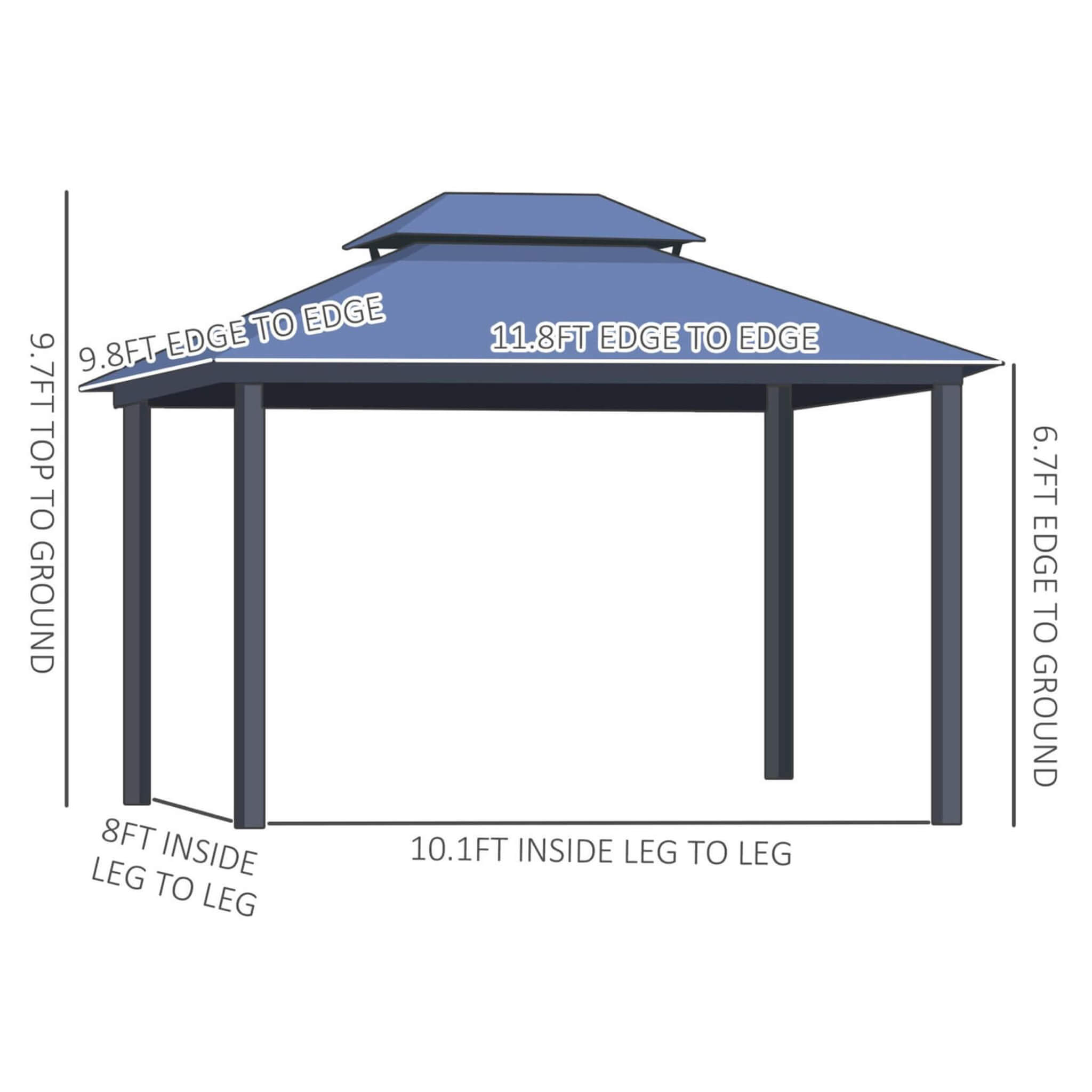 Alora Hardtop Gazebo Canopy With Polycarbonate Double Roof, Netting, And Curtains [10X12FT]
