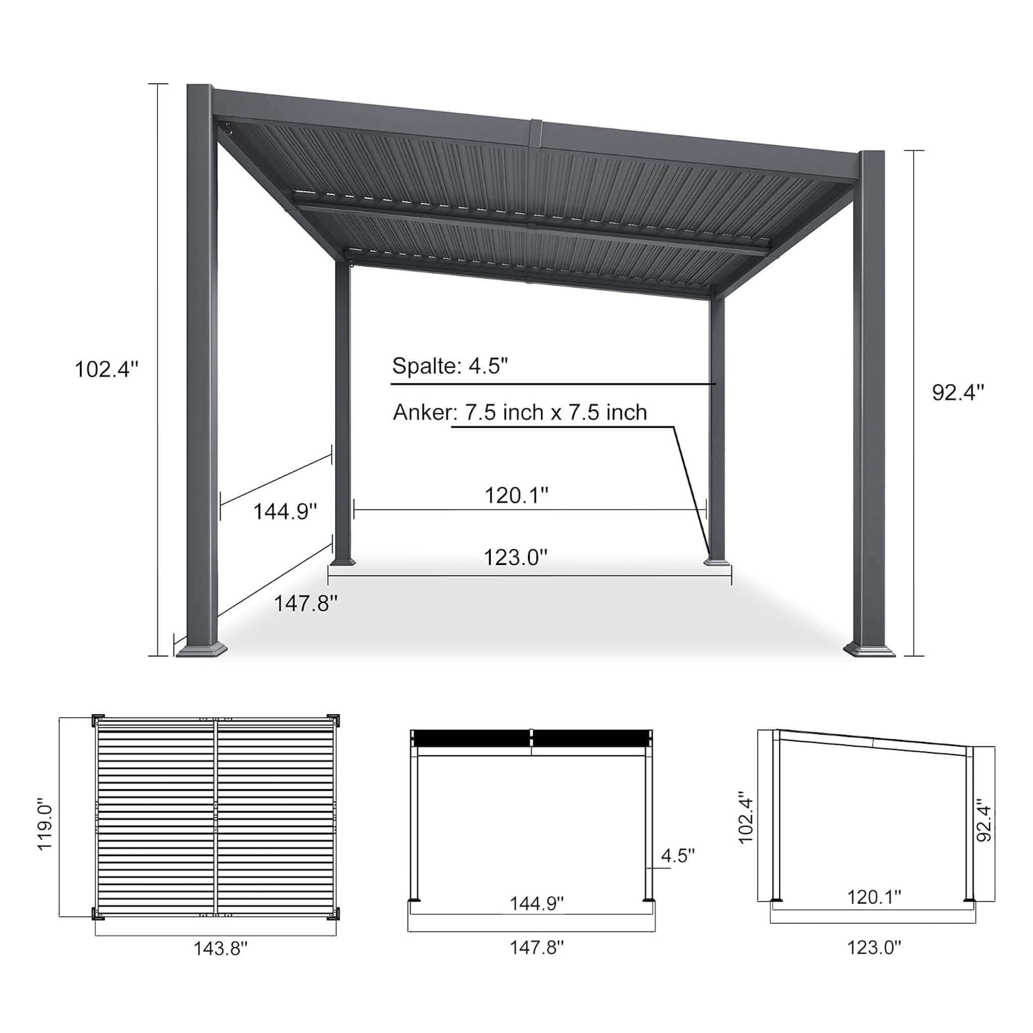 Alora Modern Louvered Aluminum Pergola With Sloped Roof [10X12FT]