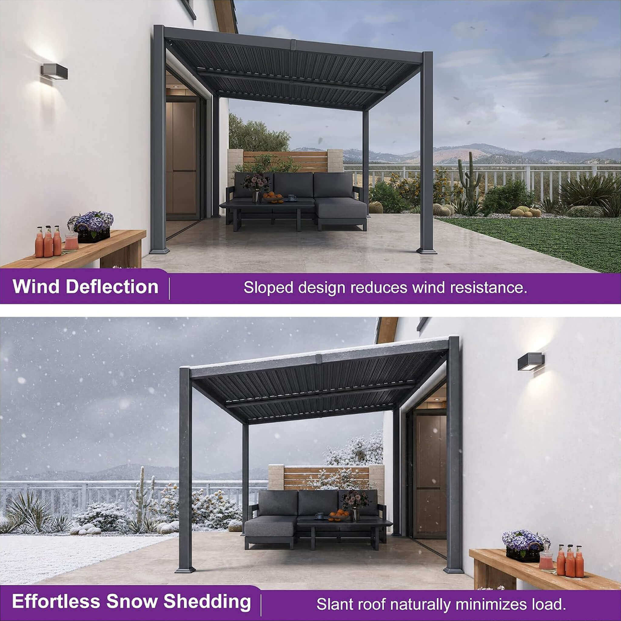 Alora Modern Louvered Aluminum Pergola With Sloped Roof [10X12FT]