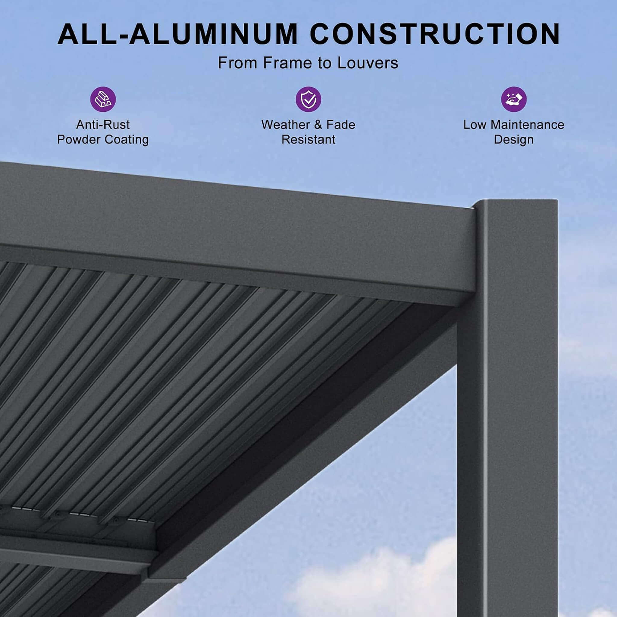 Alora Modern Wall-Mounted Louvered Pergola With Aluminum Frame [10X12FT]