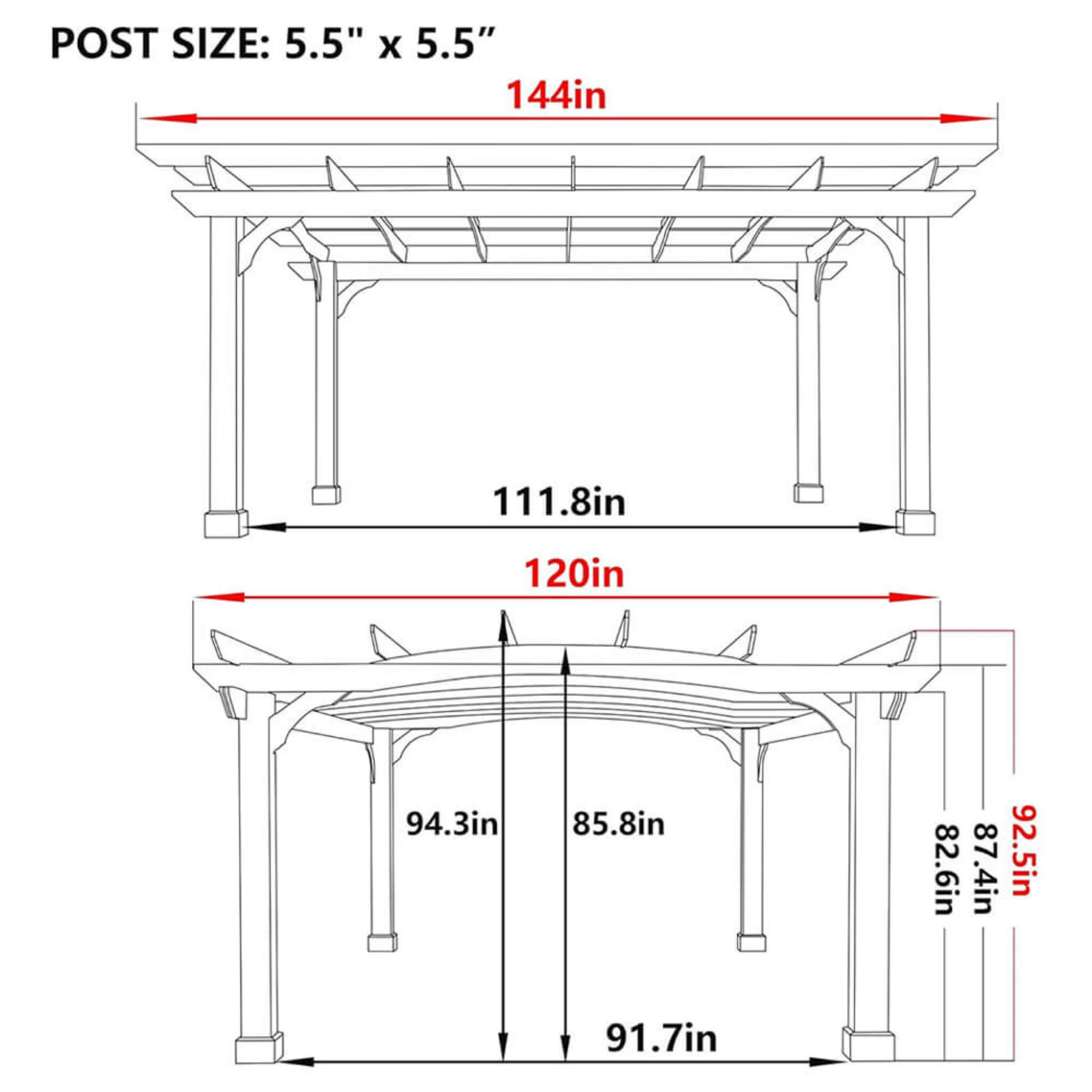 Alora Premium Outdoor All-Season Backyard Patio Cedar Wood Gazebo Pergola With Arched Roof [10X12FT]