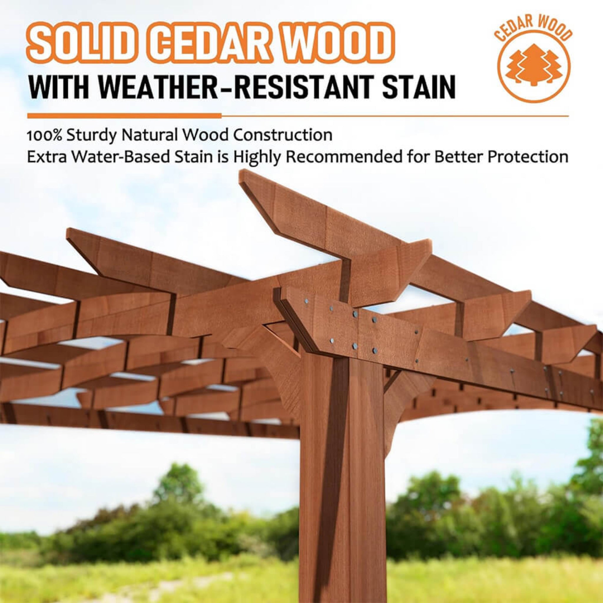 Alora Premium Outdoor All-Season Backyard Patio Cedar Wood Gazebo Pergola With Arched Roof [10X12FT]