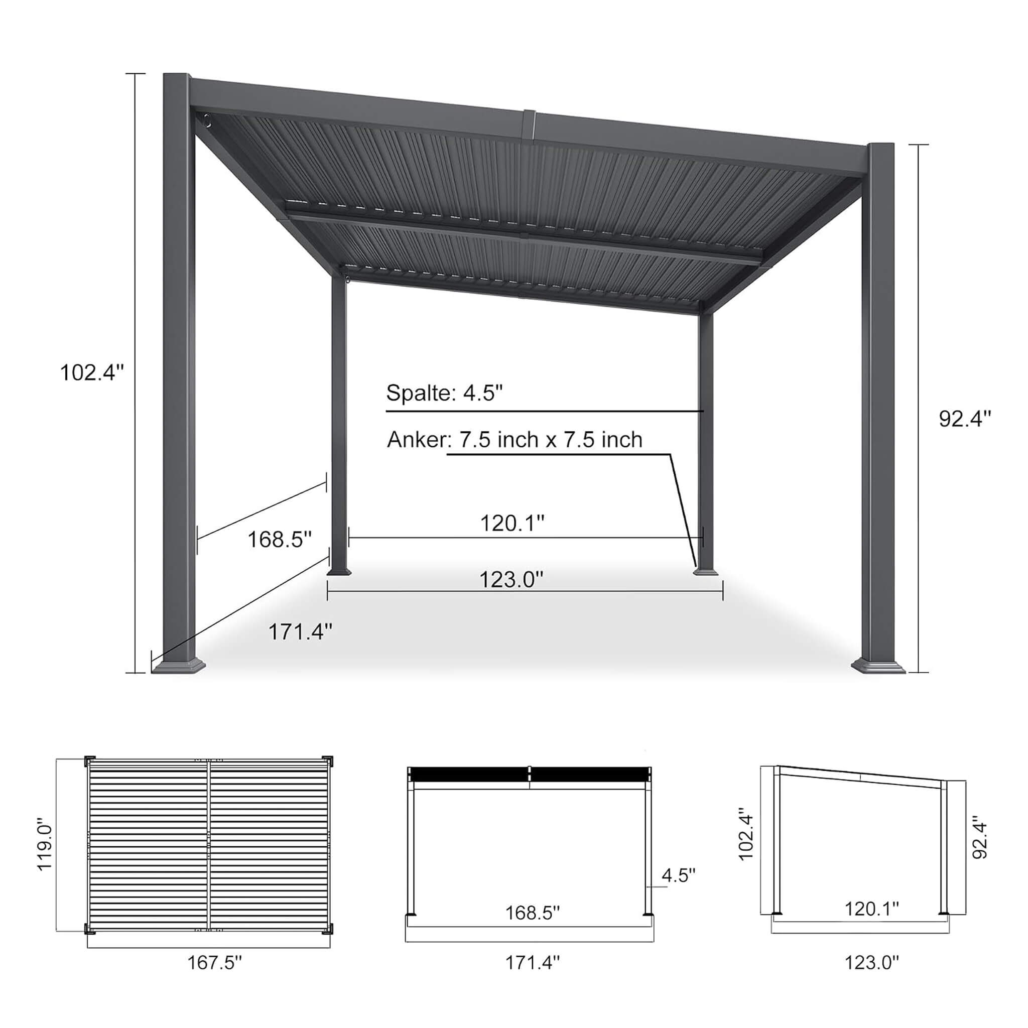 Alora Modern Louvered Aluminum Pergola With Sloped Roof [10X14FT]