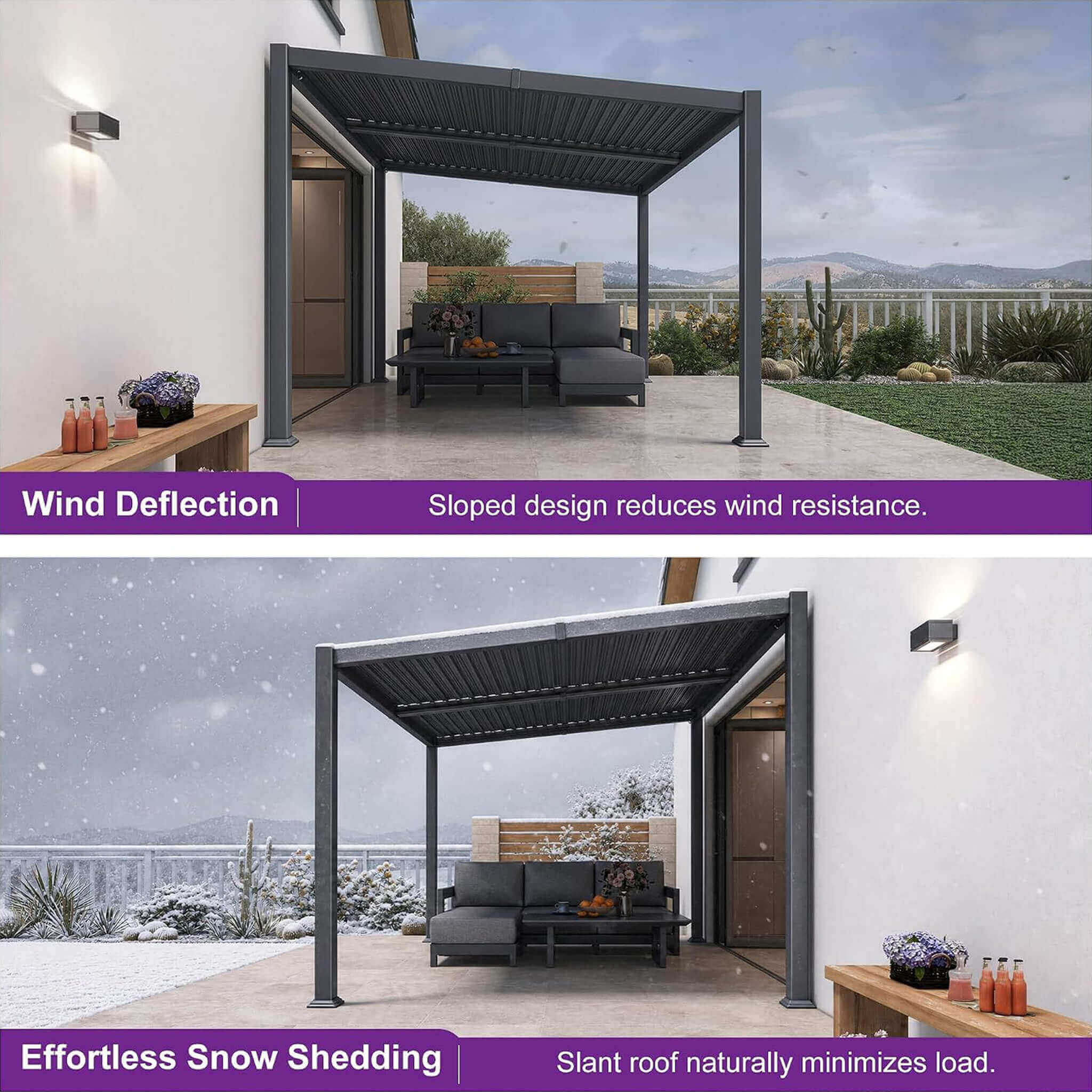 Alora Modern Louvered Aluminum Pergola With Sloped Roof [10X14FT]