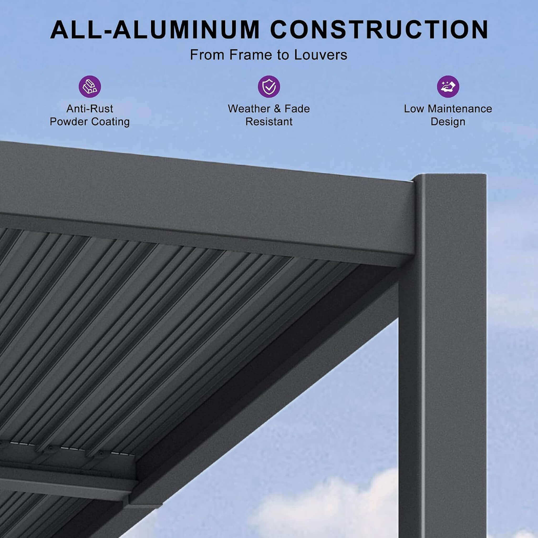 Alora Modern Wall-Mounted Louvered Pergola With Aluminum Frame [10X14FT]