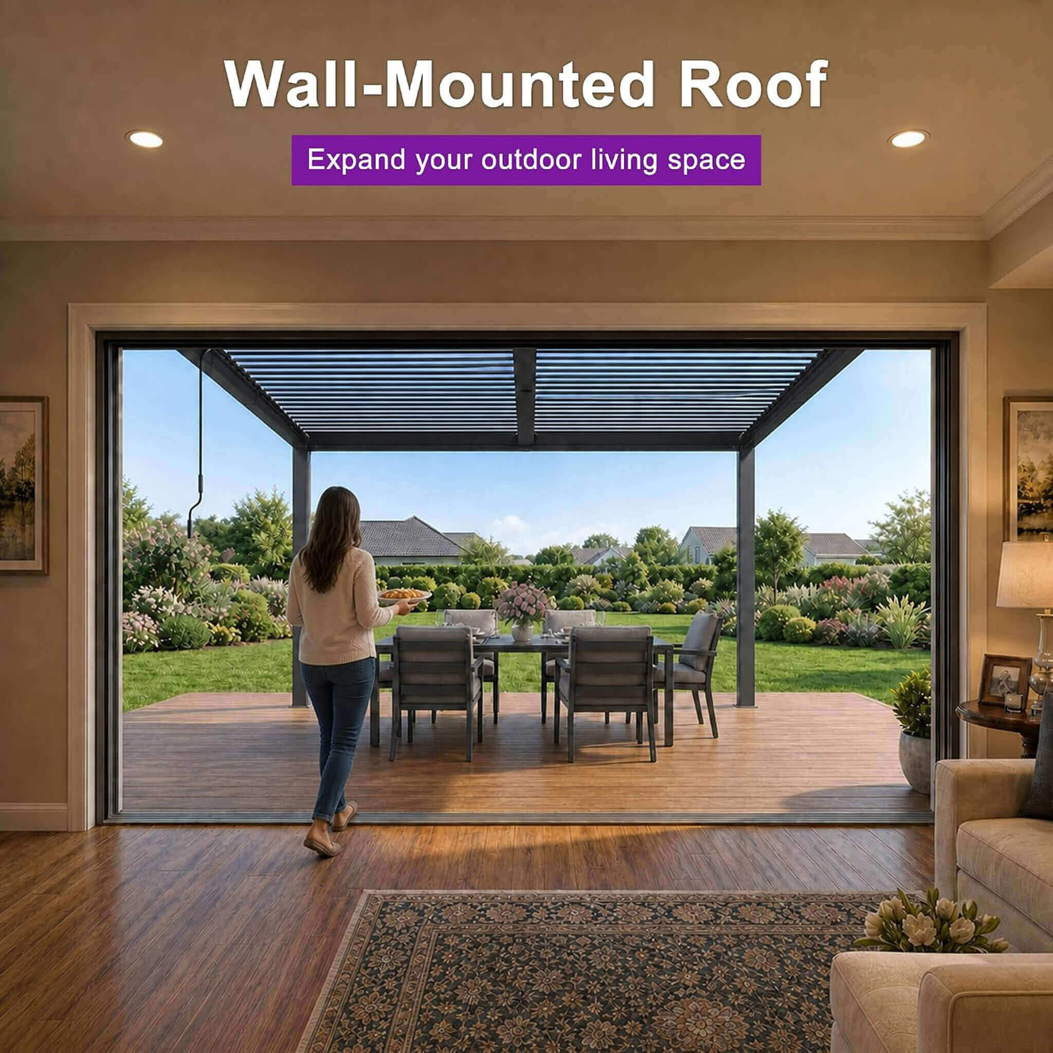 Alora Modern Wall-Mounted Louvered Pergola With Aluminum Frame [10X14FT]