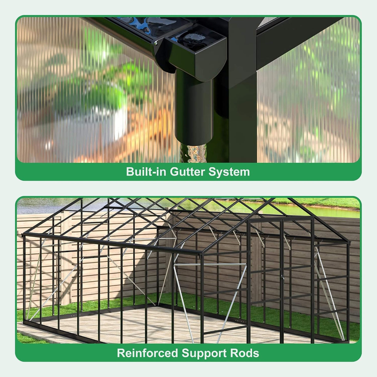[10X16FT] Premium Walk-In Polycarbonate Greenhouse With Aluminum Frame