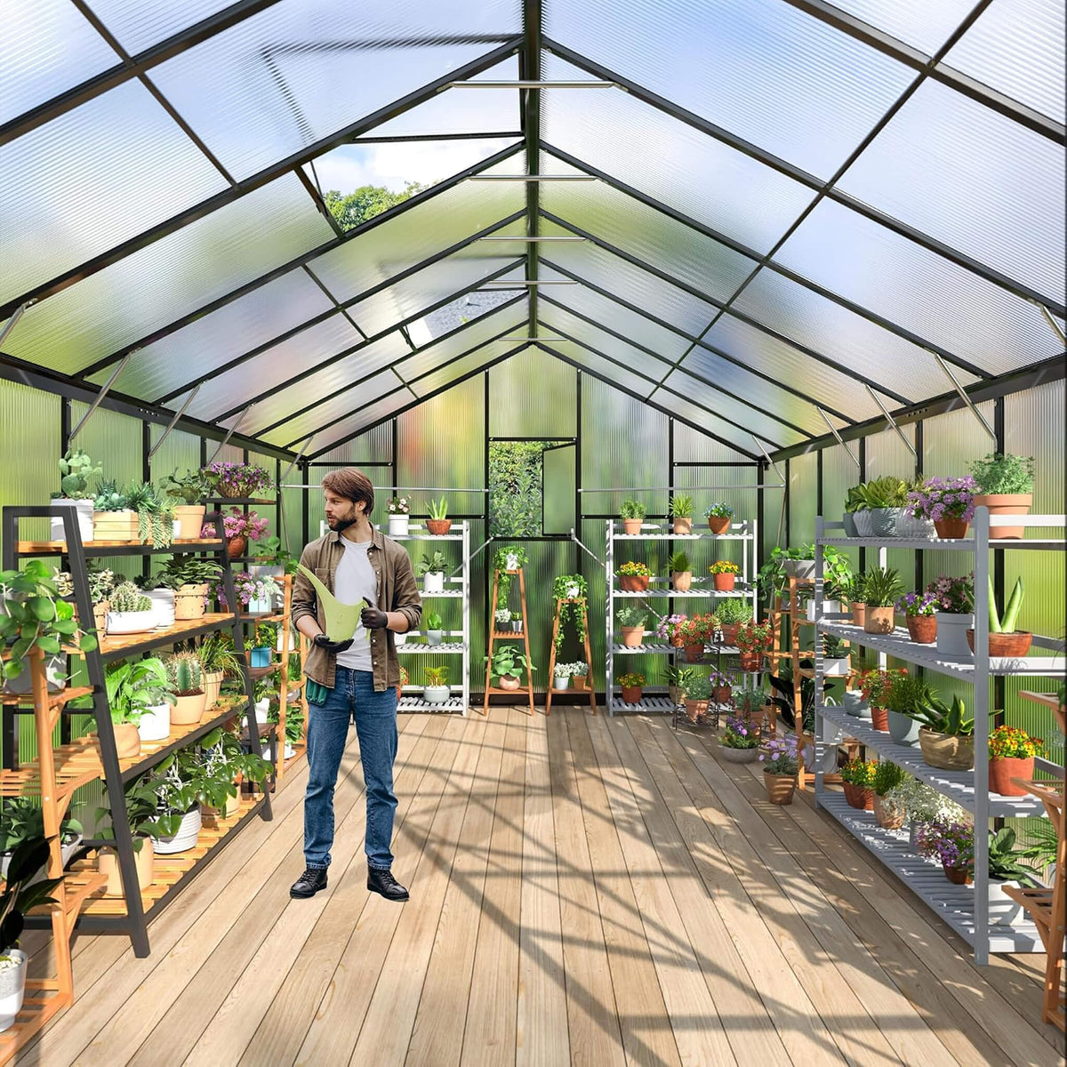 [10X16FT] Premium Walk-In Polycarbonate Greenhouse With Aluminum Frame