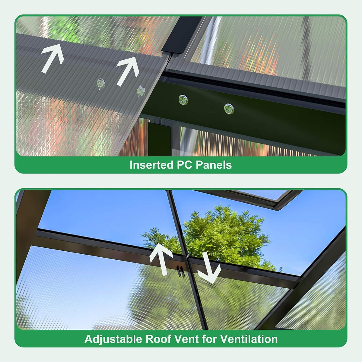 [10X16FT] Premium Walk-In Polycarbonate Greenhouse With Aluminum Frame