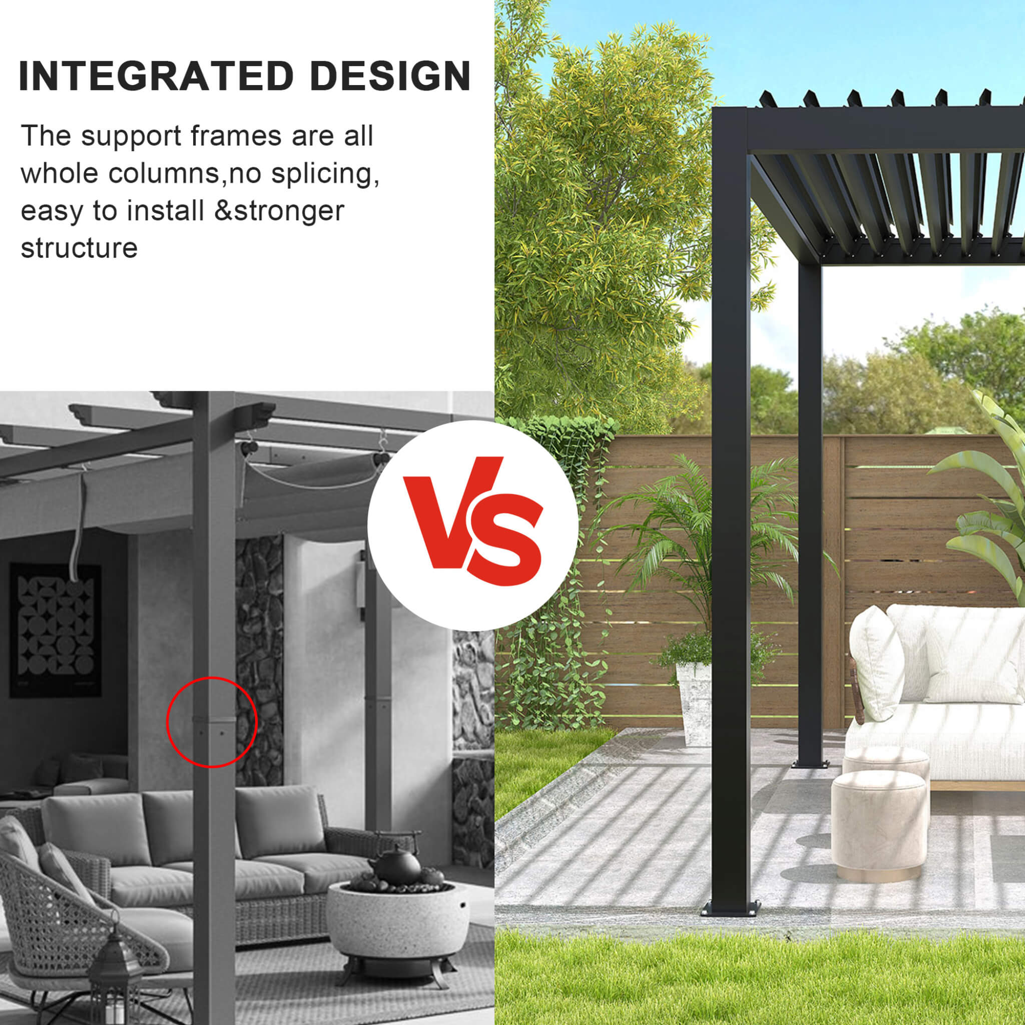 Alora Modern Durable All-Weather Outdoor Pergola With Aluminum Frame And Steel Louvers [10X19FT]