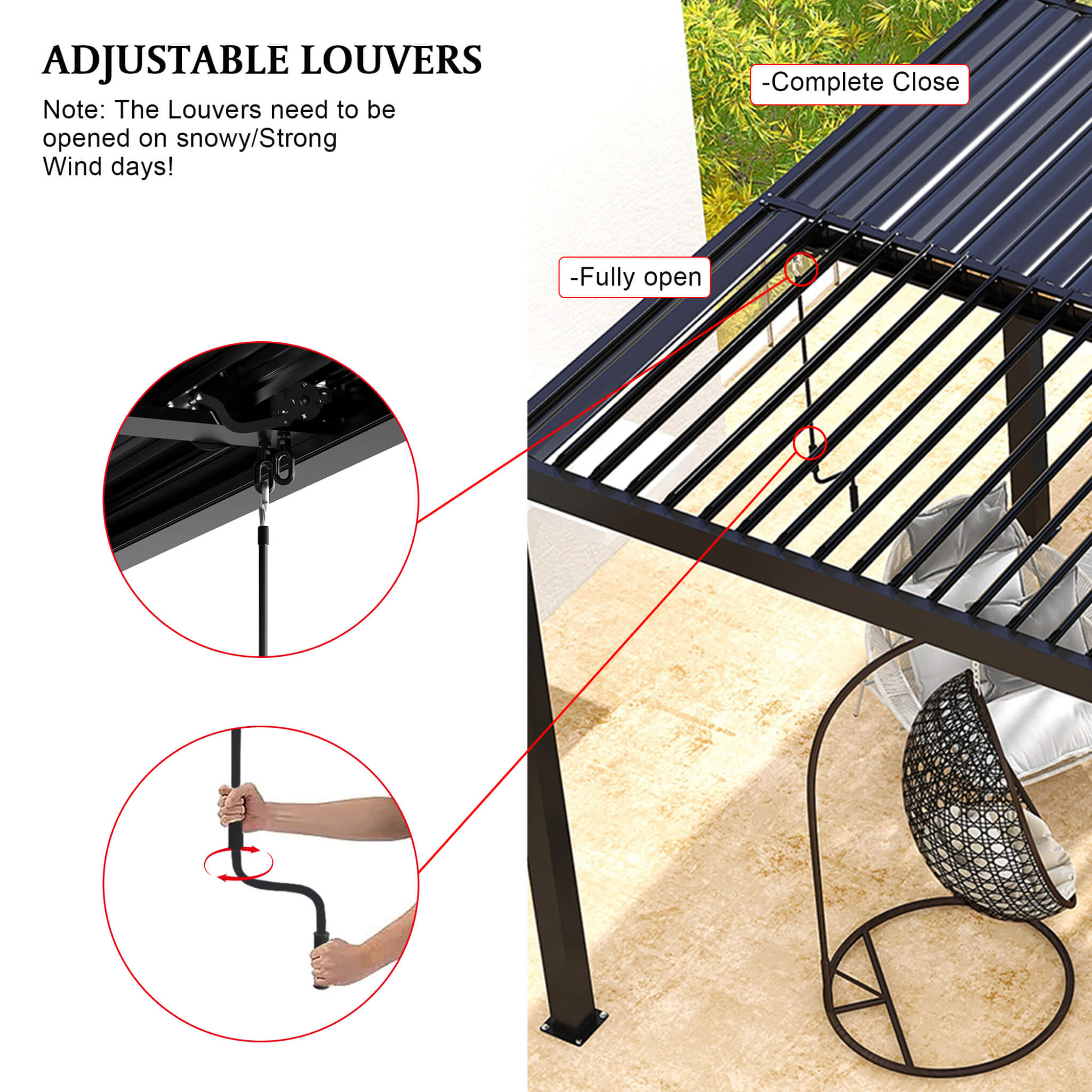 Alora Modern Durable All-Weather Outdoor Pergola With Aluminum Frame And Steel Louvers [10X19FT]
