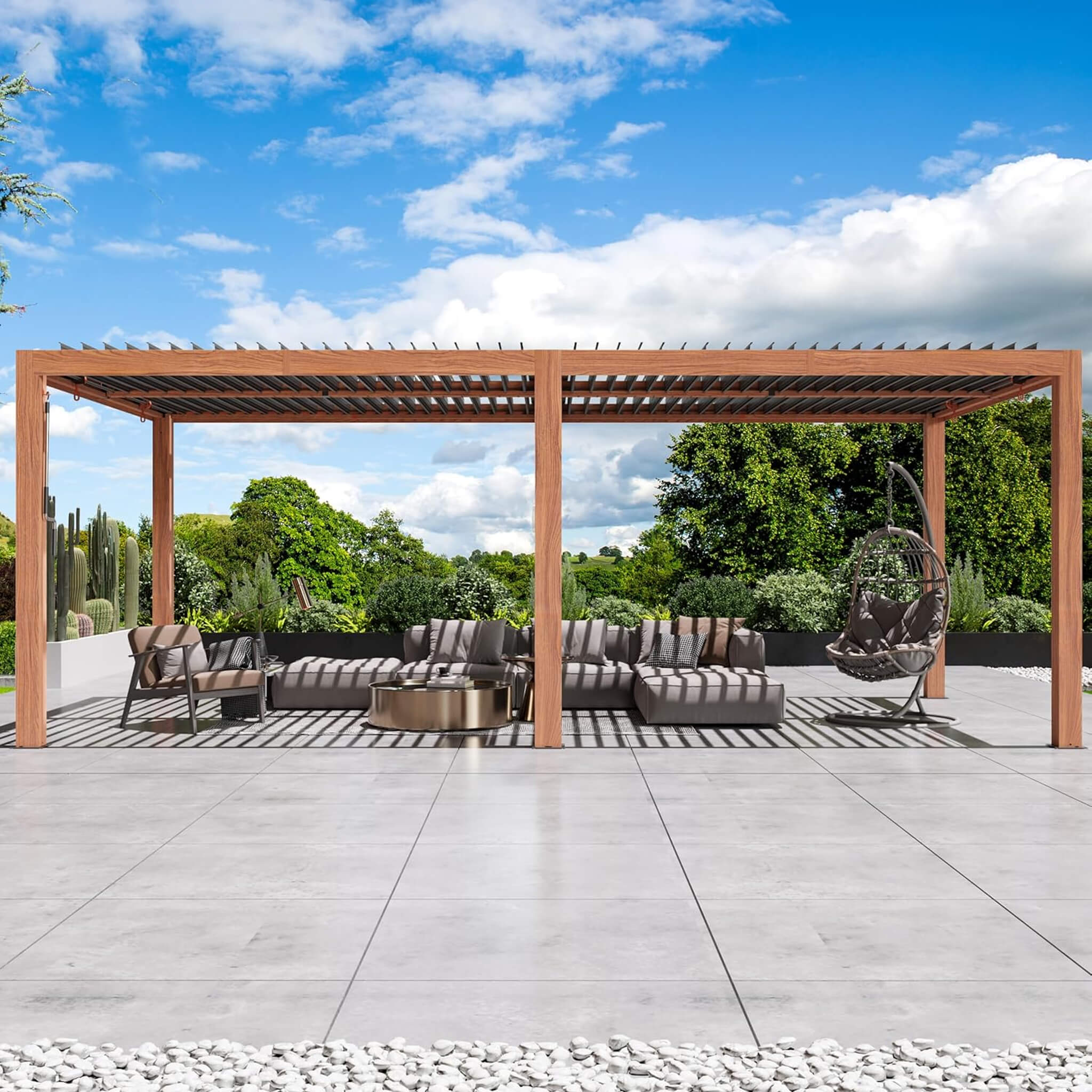 [10X20FT] Alora Heavy-Duty Luxury Outdoor Pergola With Adjustable Louvers And Integrated Drainage (SAK42670)