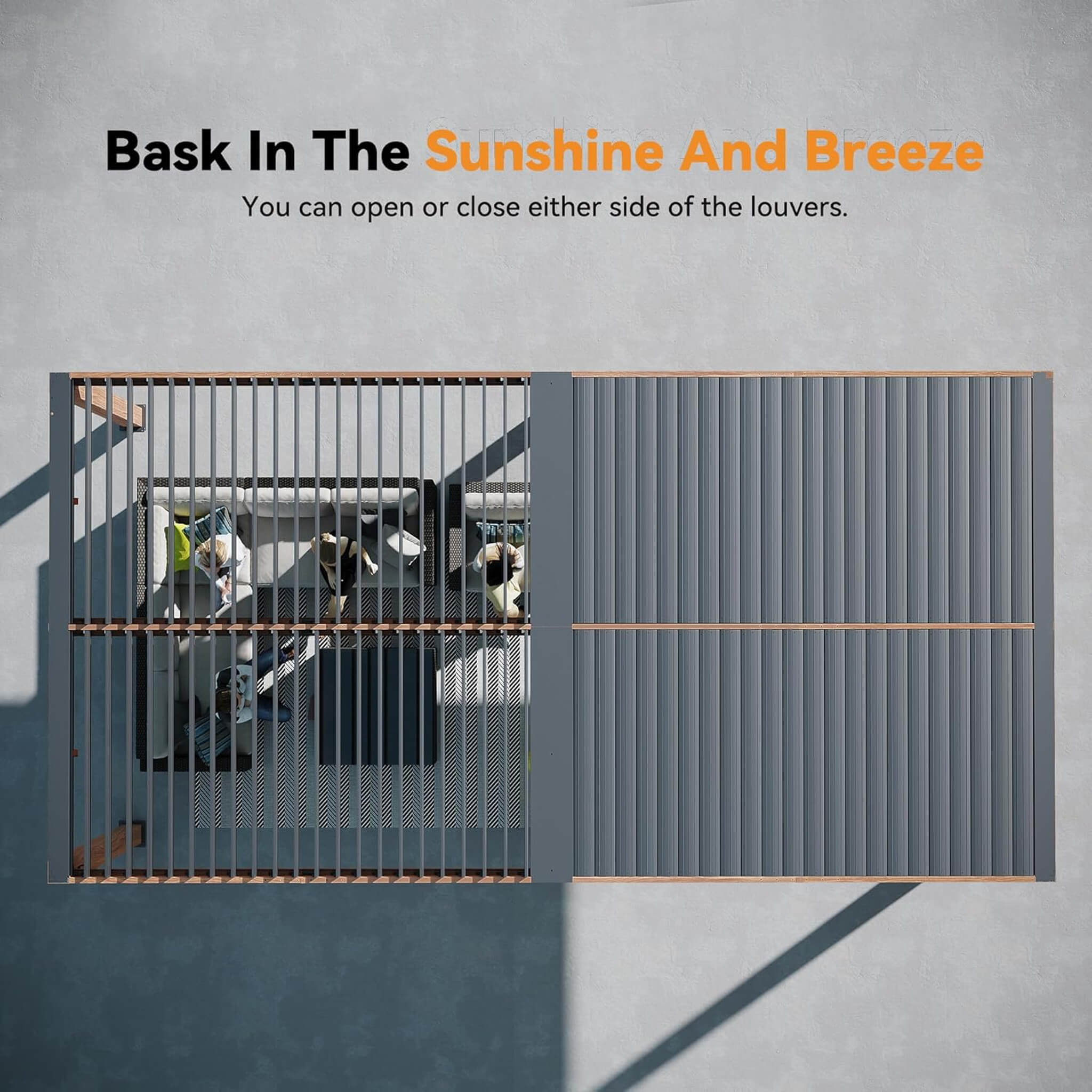 [10X20FT] Alora Heavy-Duty Luxury Outdoor Pergola With Adjustable Louvers And Integrated Drainage (SAK42670)