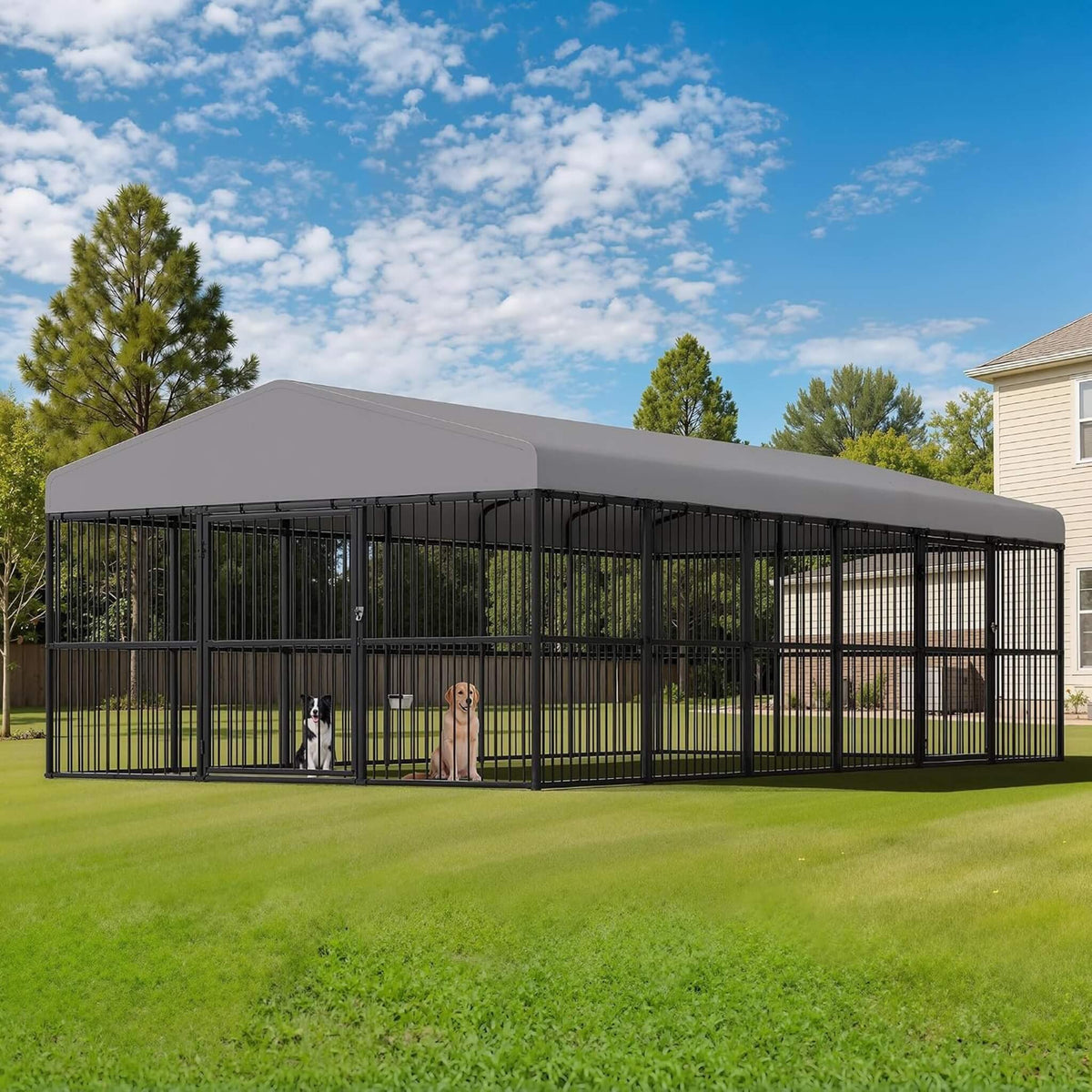 Large Heavy-Duty Dog Kennel With Waterproof Roof And Dual Doors [10X20FT]