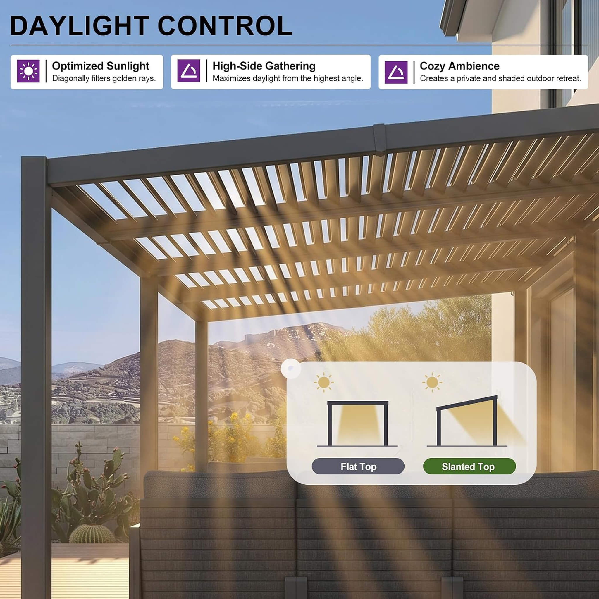 Alora Modern Louvered Aluminum Pergola With Sloped Roof [10X20FT]