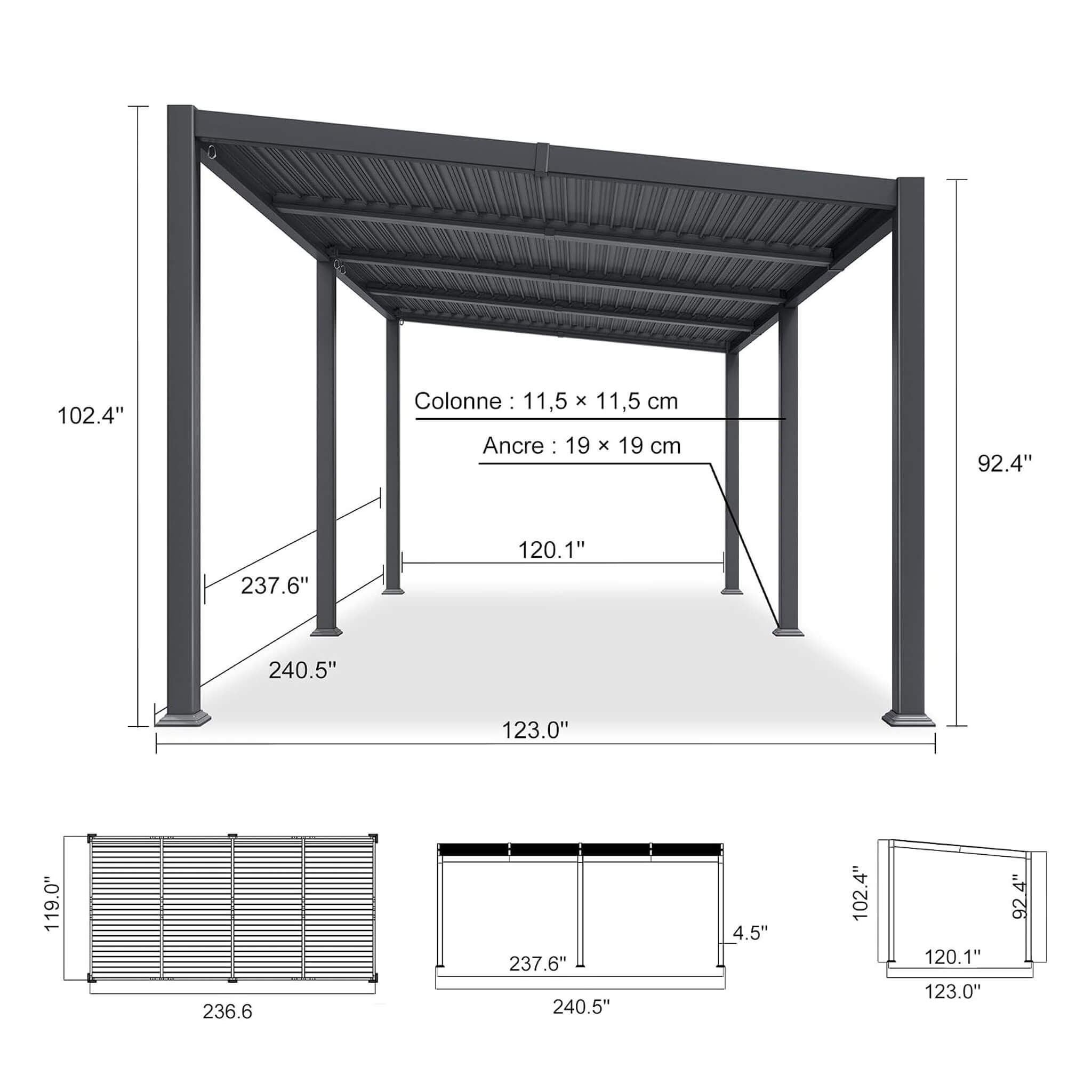 Alora Modern Louvered Aluminum Pergola With Sloped Roof [10X20FT]