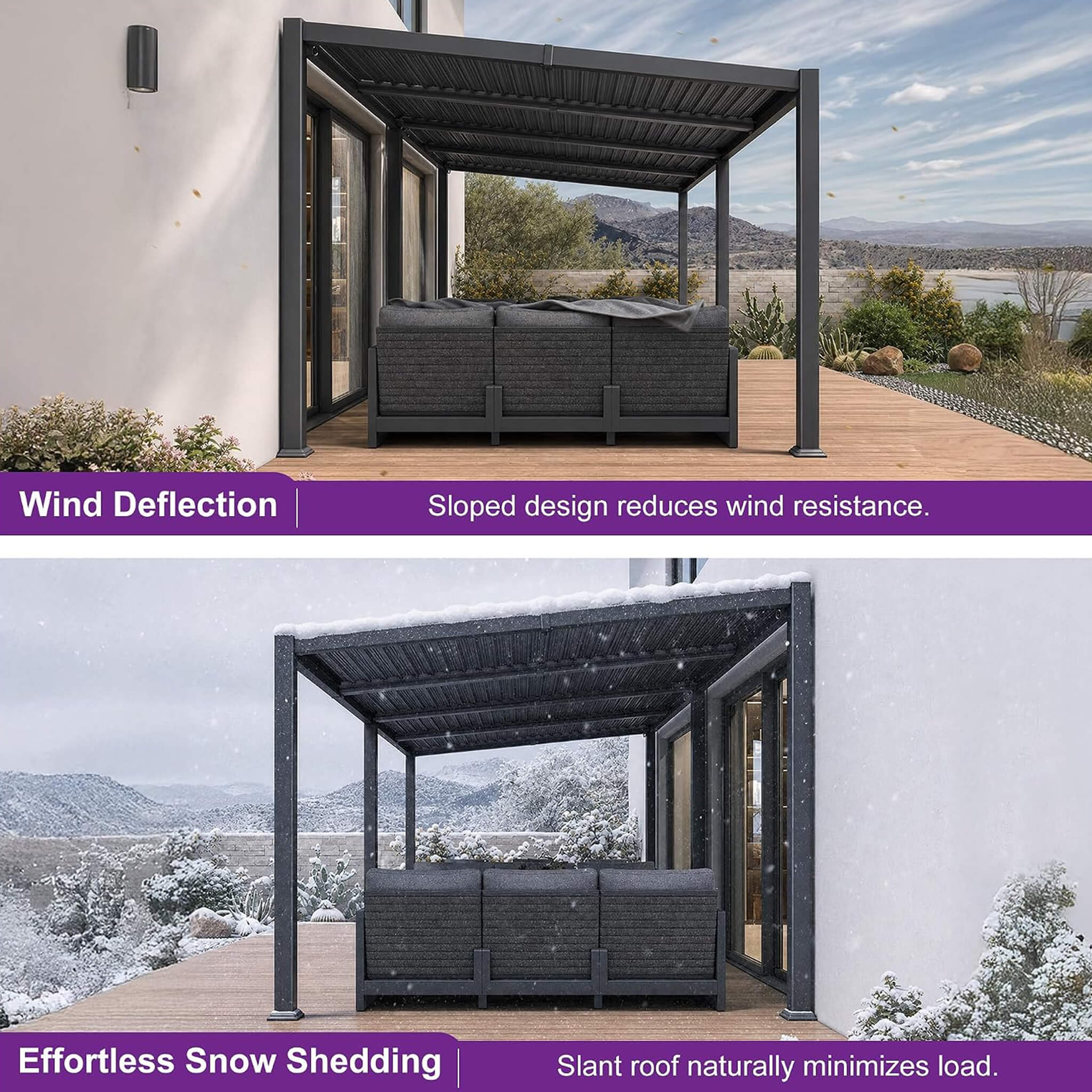 Alora Modern Louvered Aluminum Pergola With Sloped Roof [10X20FT]