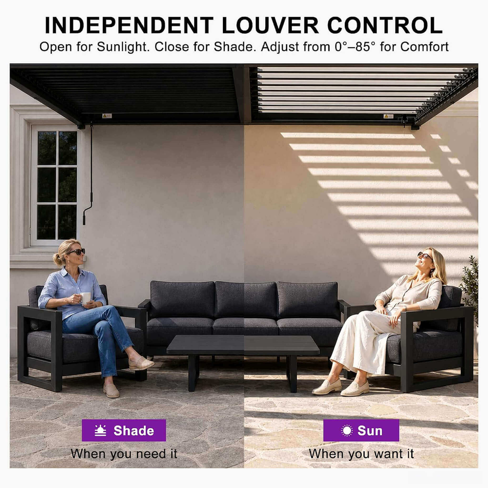 Alora Modern Wall-Mounted Louvered Pergola With Aluminum Frame [10X20FT]