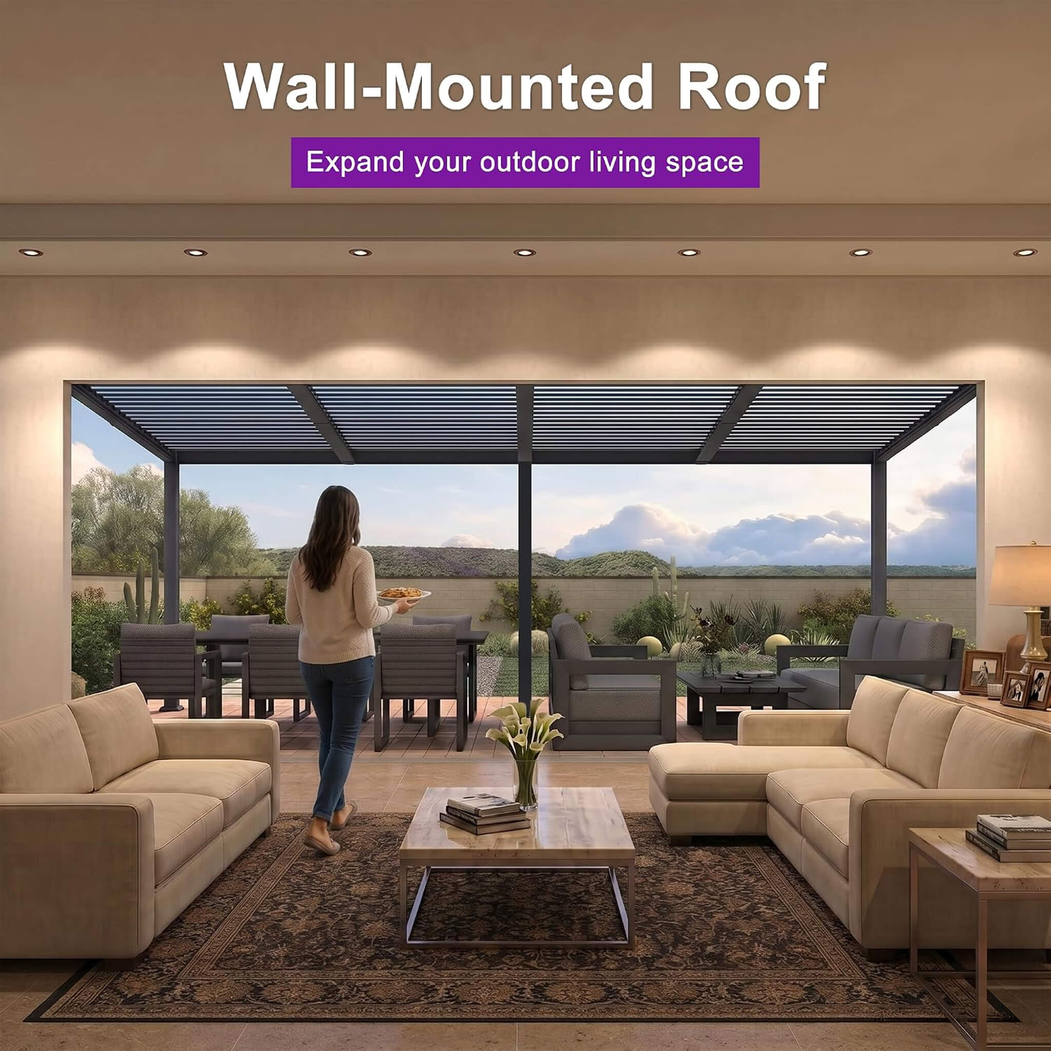 Alora Modern Wall-Mounted Louvered Pergola With Aluminum Frame [10X20FT]