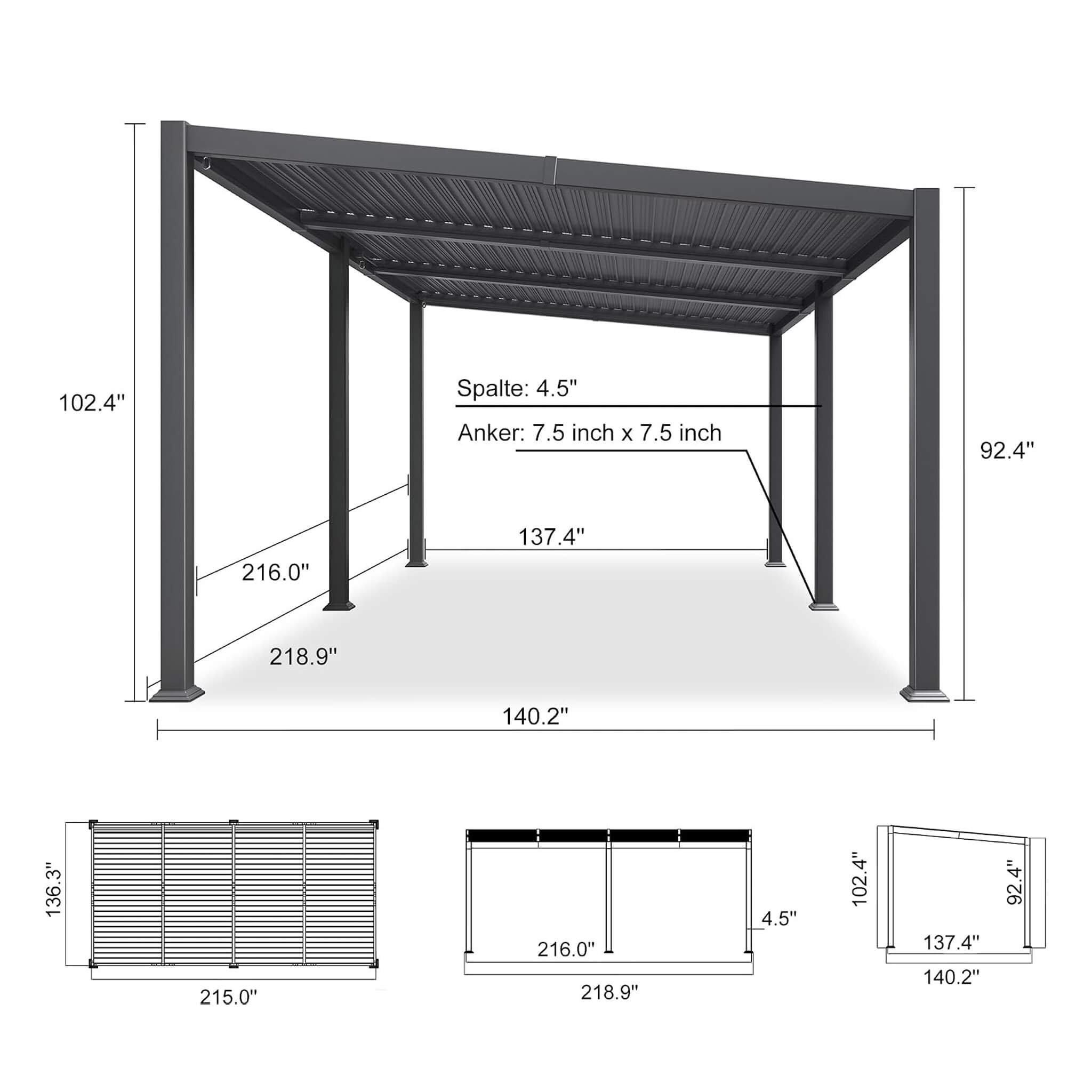 Alora Modern Louvered Aluminum Pergola With Sloped Roof [11X18FT]