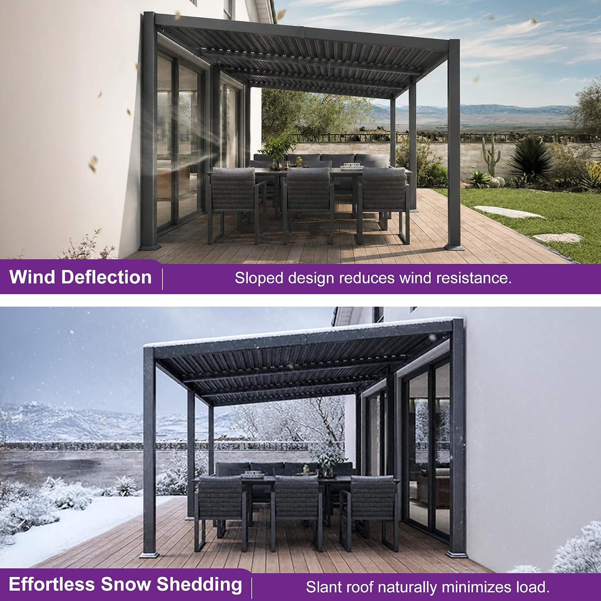Alora Modern Louvered Aluminum Pergola With Sloped Roof [11X18FT]