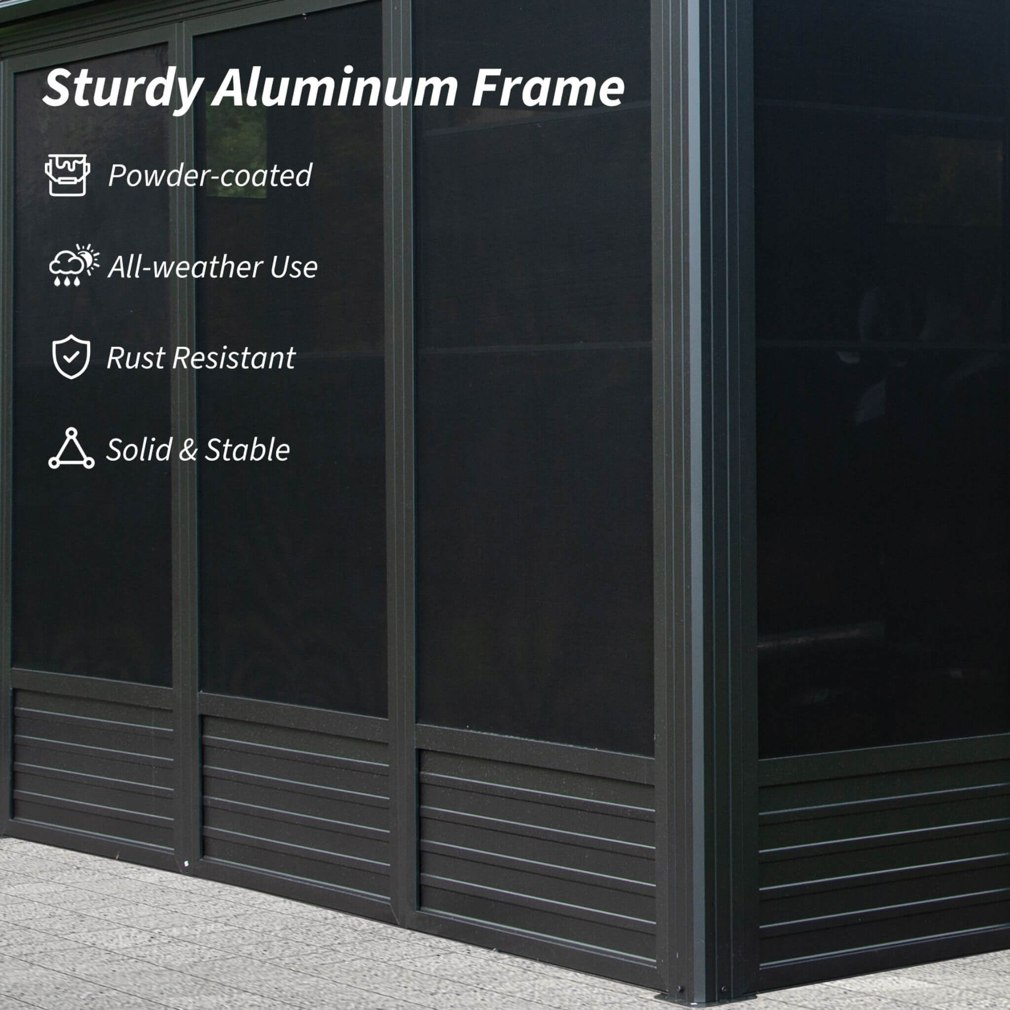 Alora Outdoor All-Season Solarium Sunroom Gazebo With Galvanized Steel Roof [11X21FT]