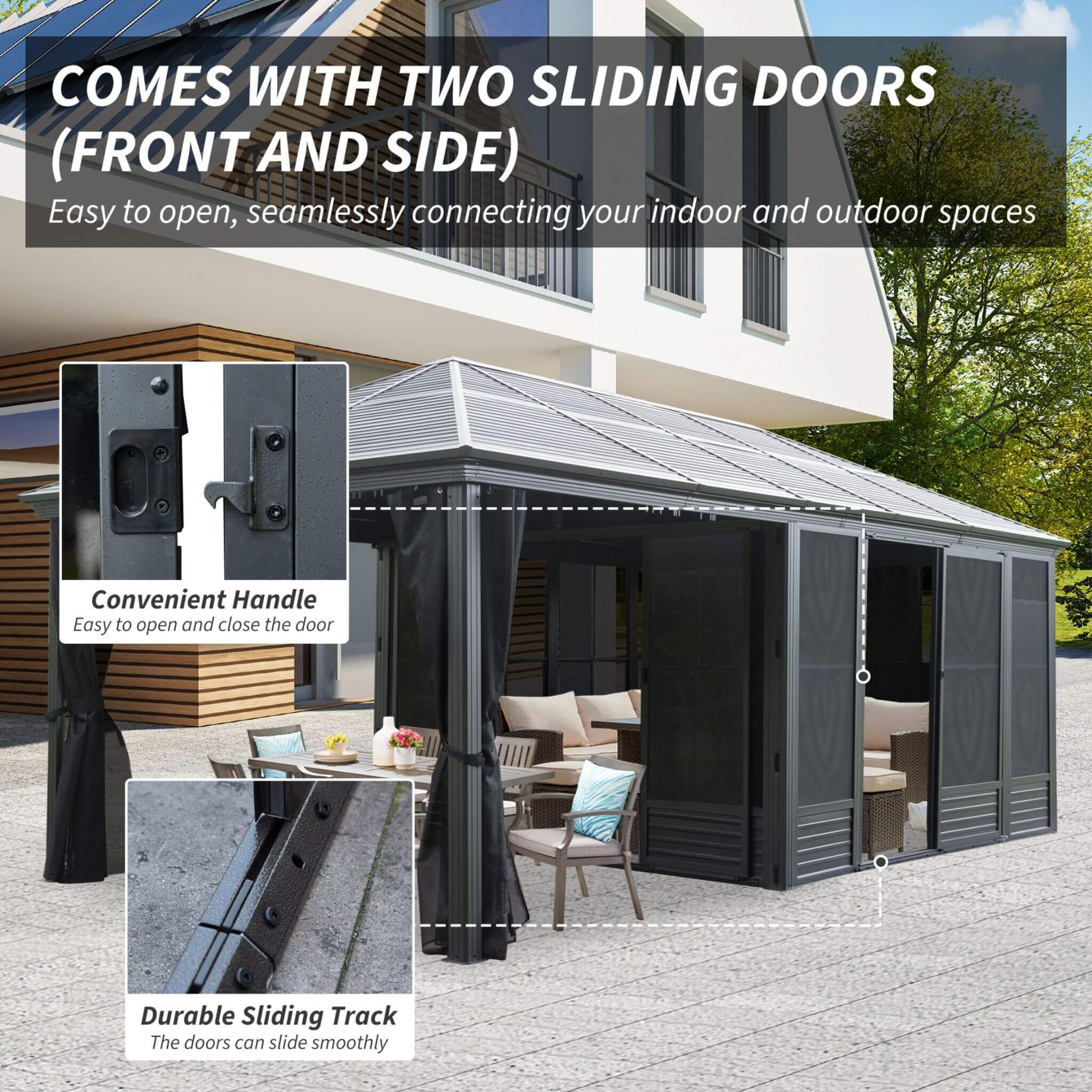 Alora Outdoor All-Season Solarium Sunroom Gazebo With Galvanized Steel Roof [11X21FT]