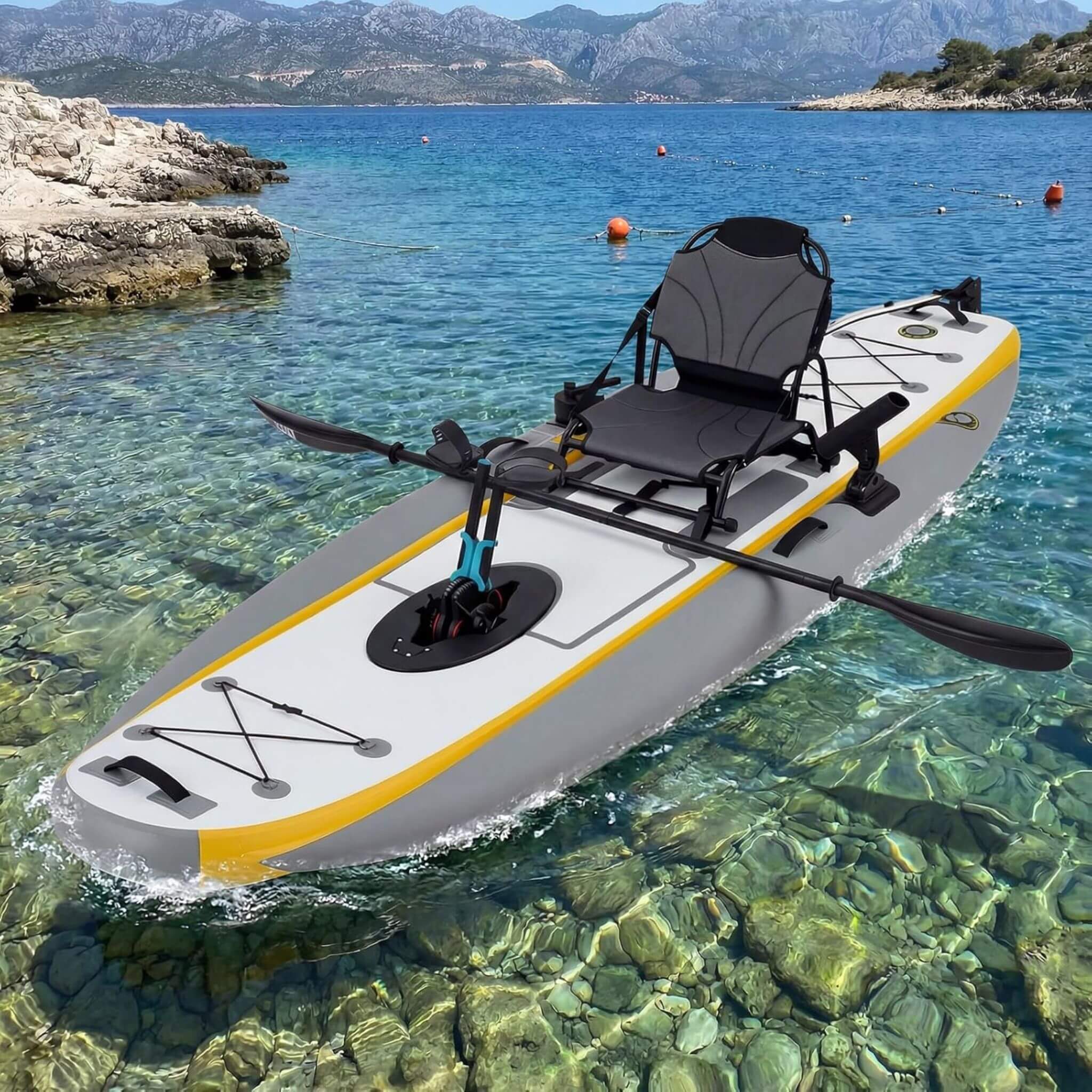 Portable 12FT Lightweight Inflatable PVC Fishing Kayak With Pedal System