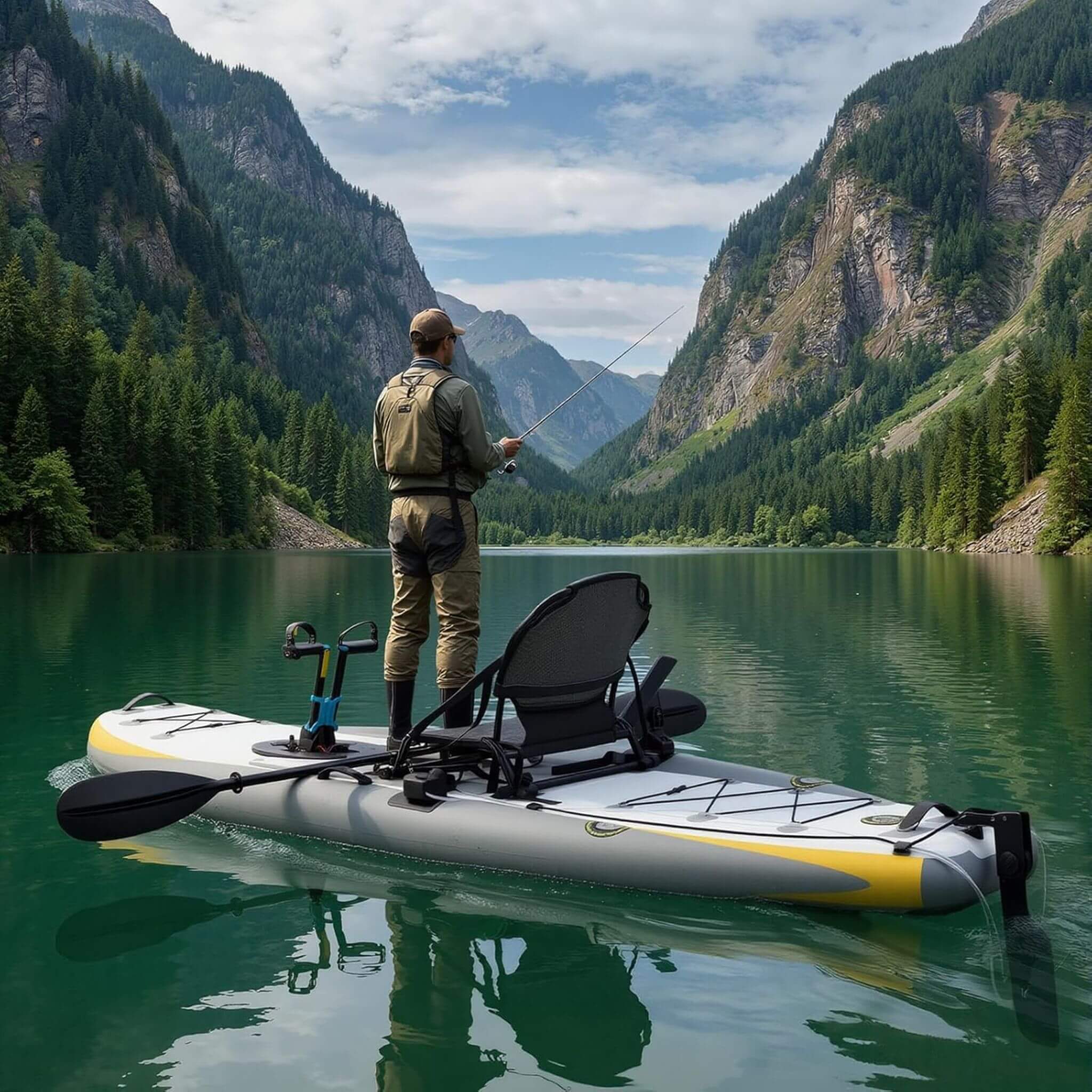 Portable 12FT Lightweight Inflatable PVC Fishing Kayak With Pedal System