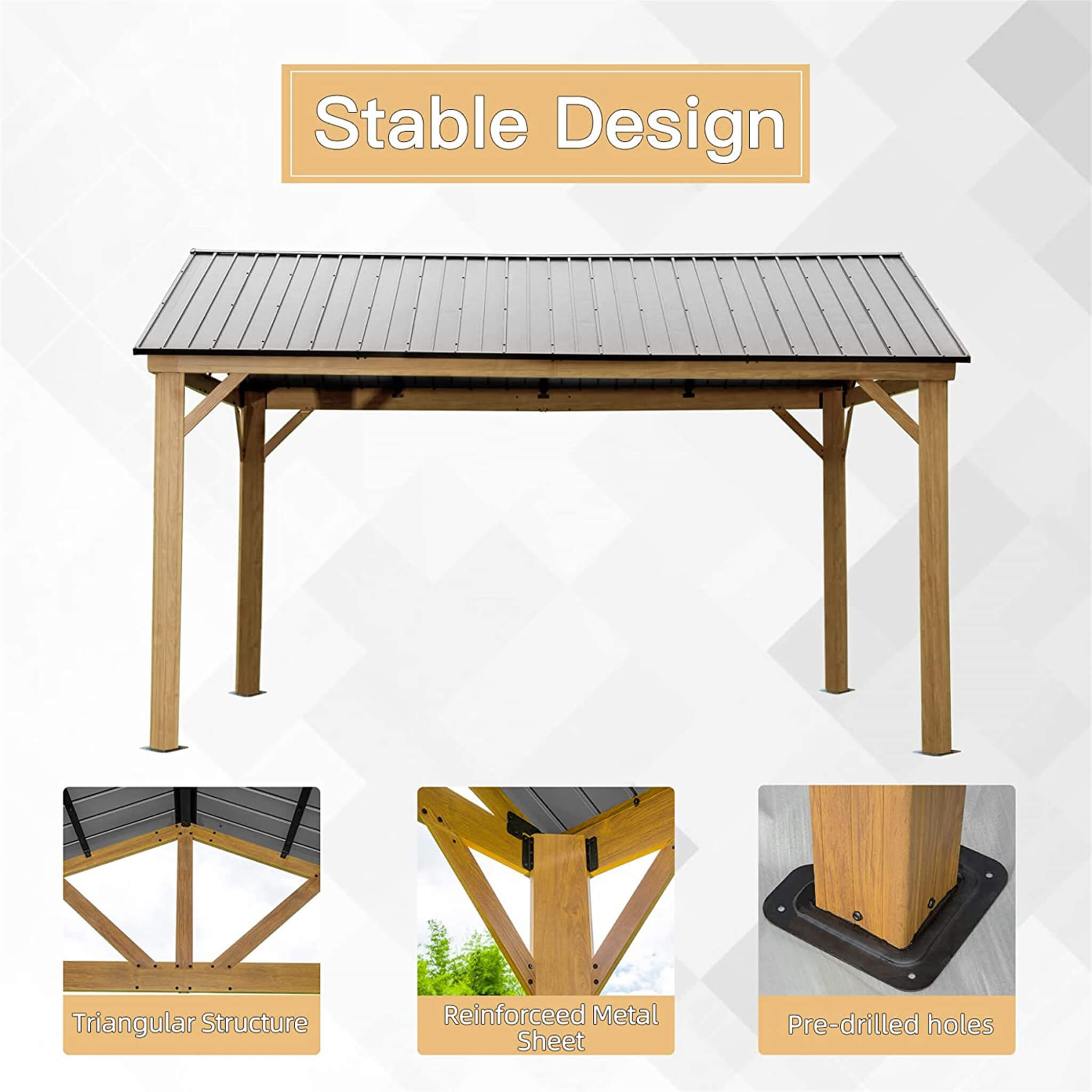 Alora Hardtop All-Weather Outdoor Gazebo With Galvanized Steel Roof [12X14FT]