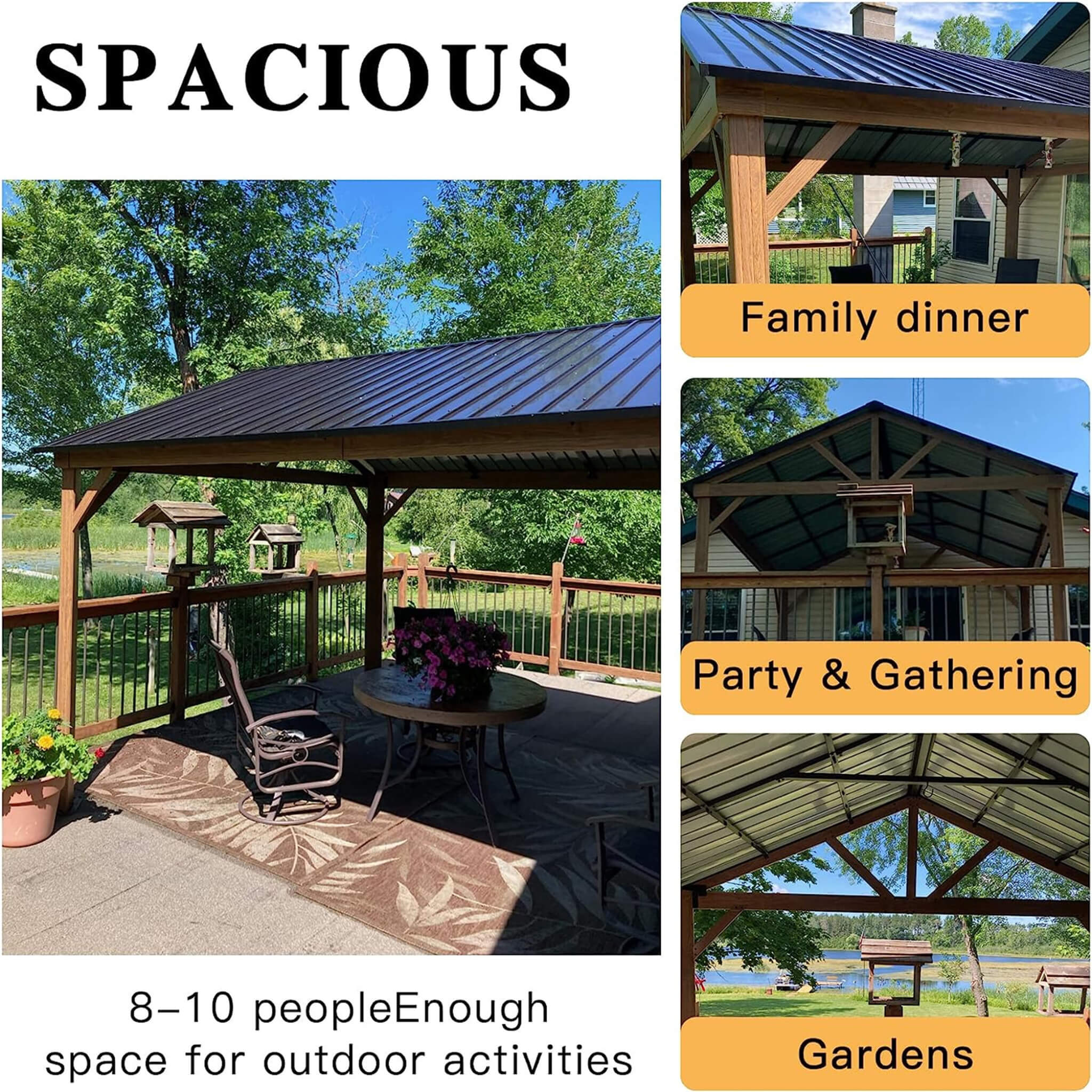 Alora Hardtop All-Weather Outdoor Gazebo With Galvanized Steel Roof [12X14FT]