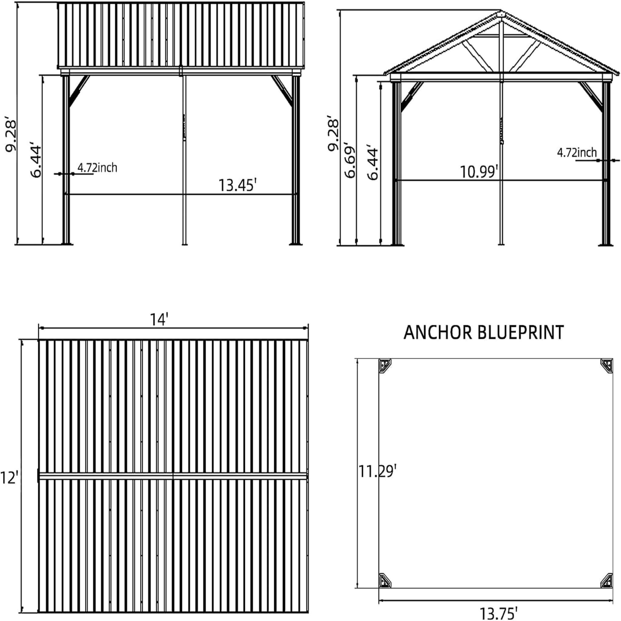 Alora Hardtop All-Weather Outdoor Gazebo With Galvanized Steel Roof [12X14FT]