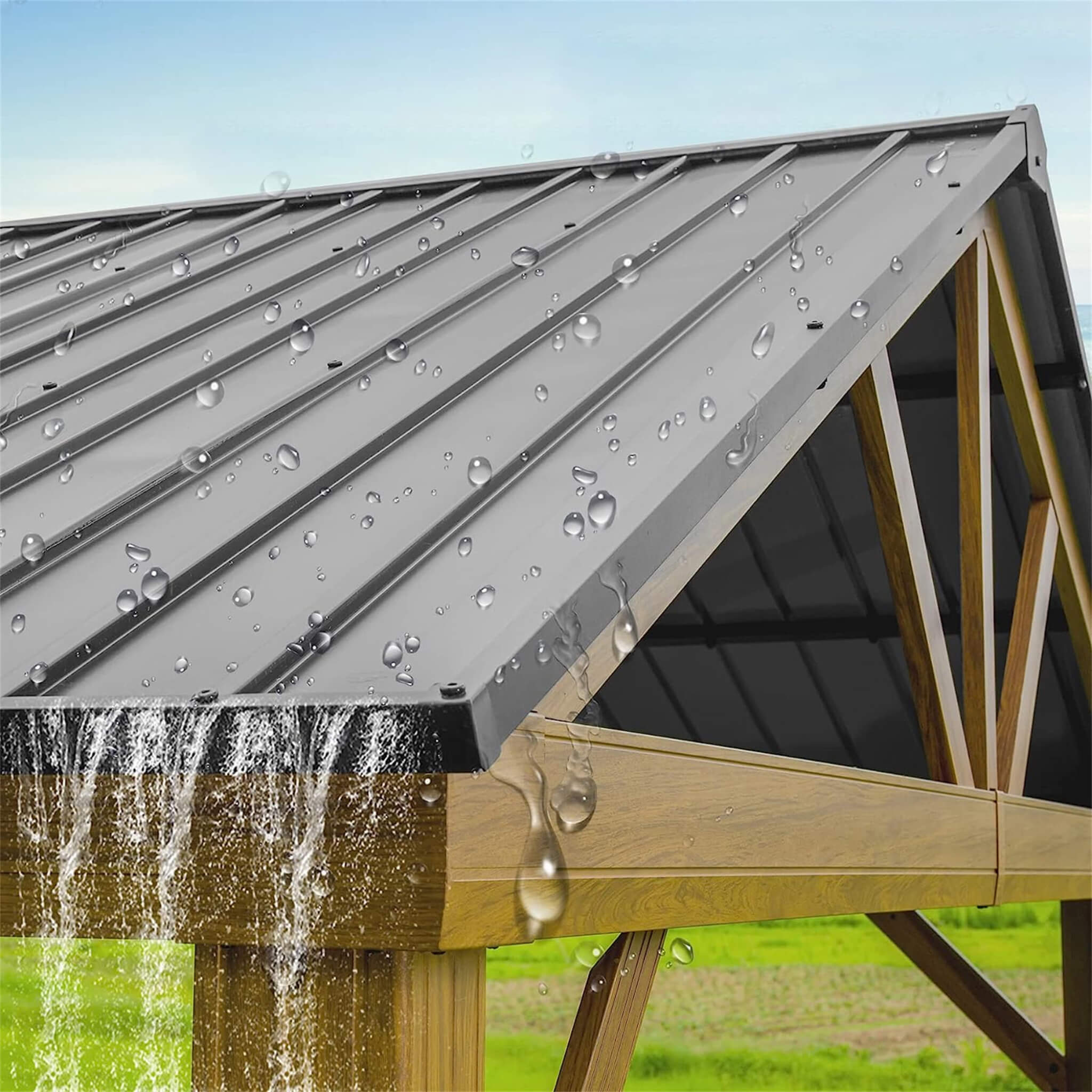 Alora Hardtop All-Weather Outdoor Gazebo With Galvanized Steel Roof [12X14FT]
