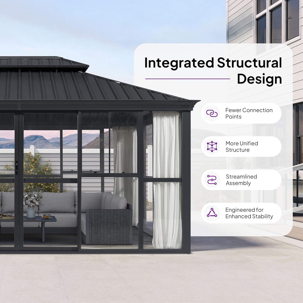 [12X16FT] Vue Extra-Large Luxury Panoramic Solarium With Windows And Sliding Doors