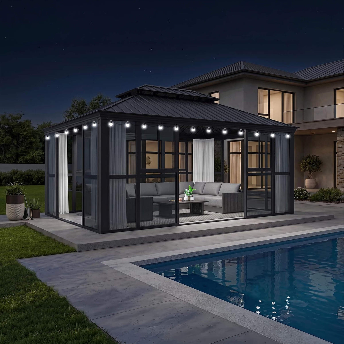 [12X16FT] Vue Extra-Large Luxury Panoramic Solarium With Windows And Sliding Doors
