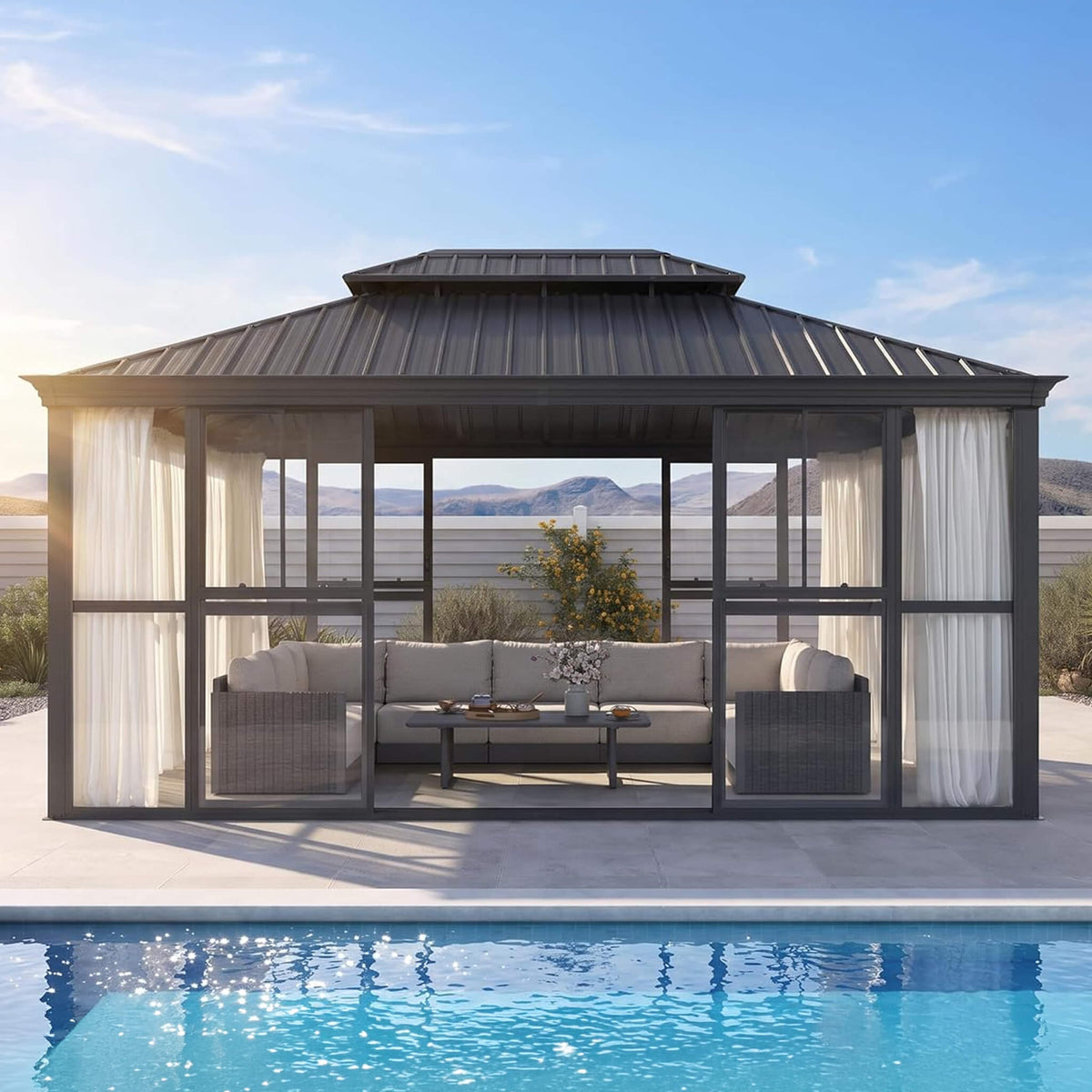 [12X16FT] Vue Extra-Large Luxury Panoramic Solarium With Windows And Sliding Doors