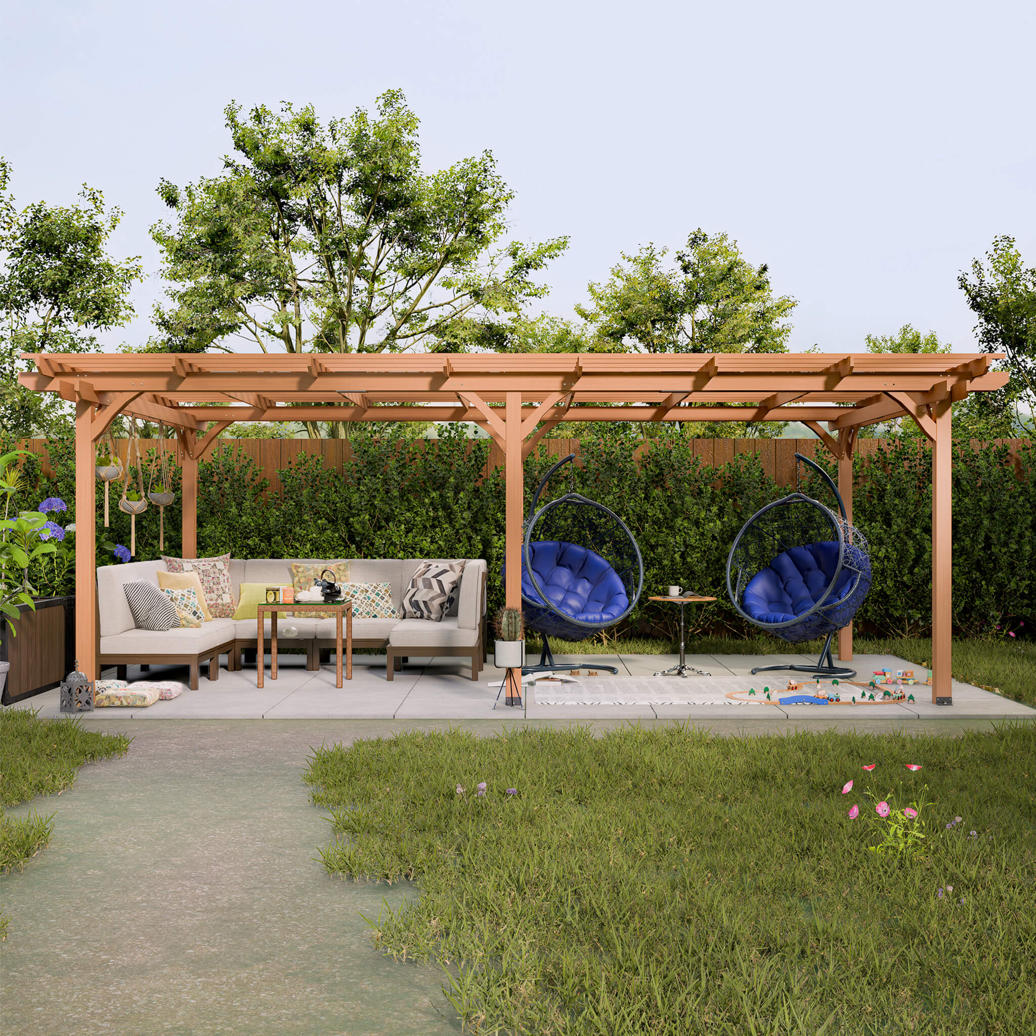 [12X16FT] Alora Extra-Large Outdoor Wooden Waterproof Grape Gazebo (SAK76476)