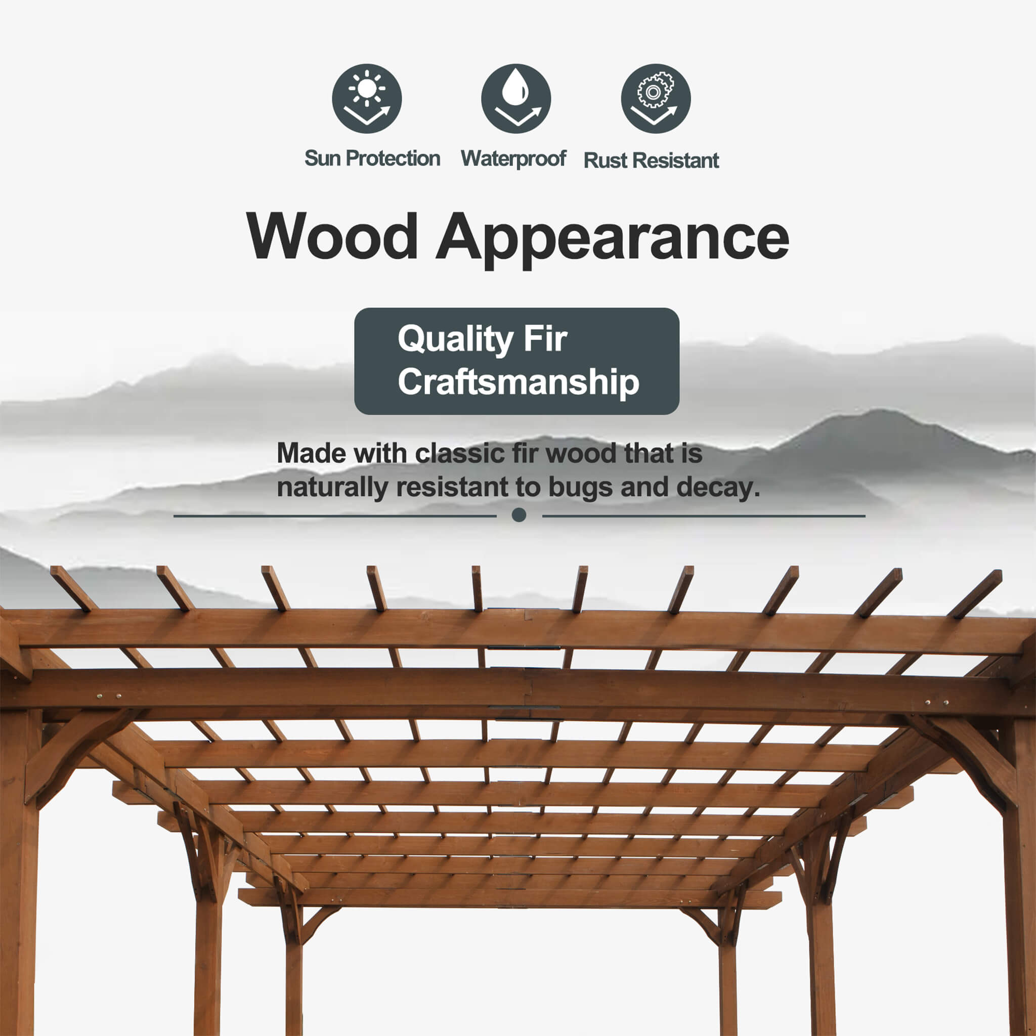 Alora Extra-Large Outdoor Wooden Waterproof Grape Gazebo[12X16FT]