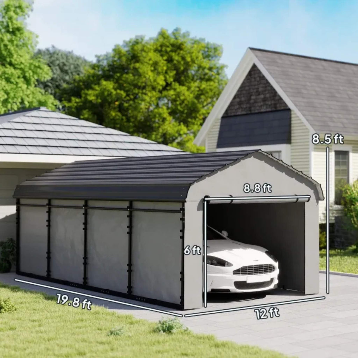 Heavy-Duty Outdoor Weather-Resistant Metal Carport Canopy