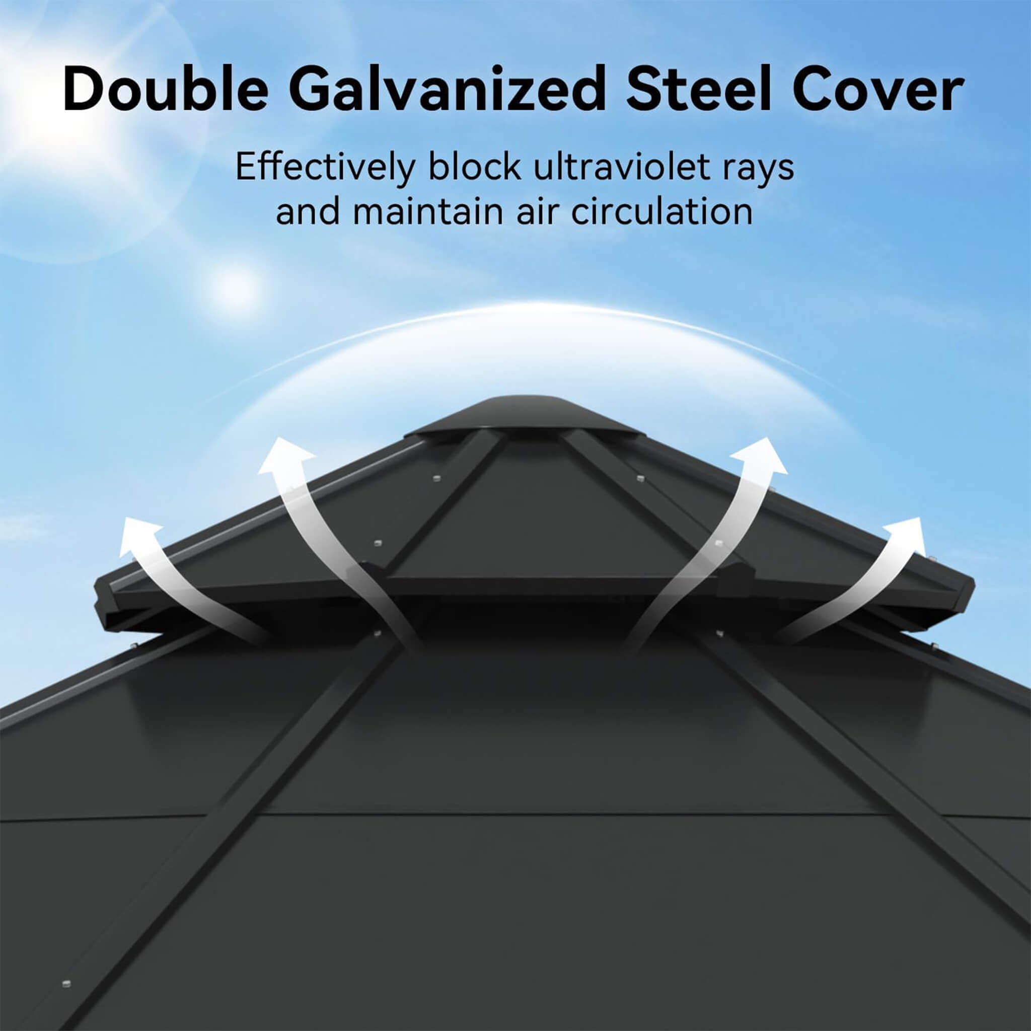 Alora Cedar Wood Galvanized Steel Octagonal Hardtop Double Roof Gazebo [13X13FT]