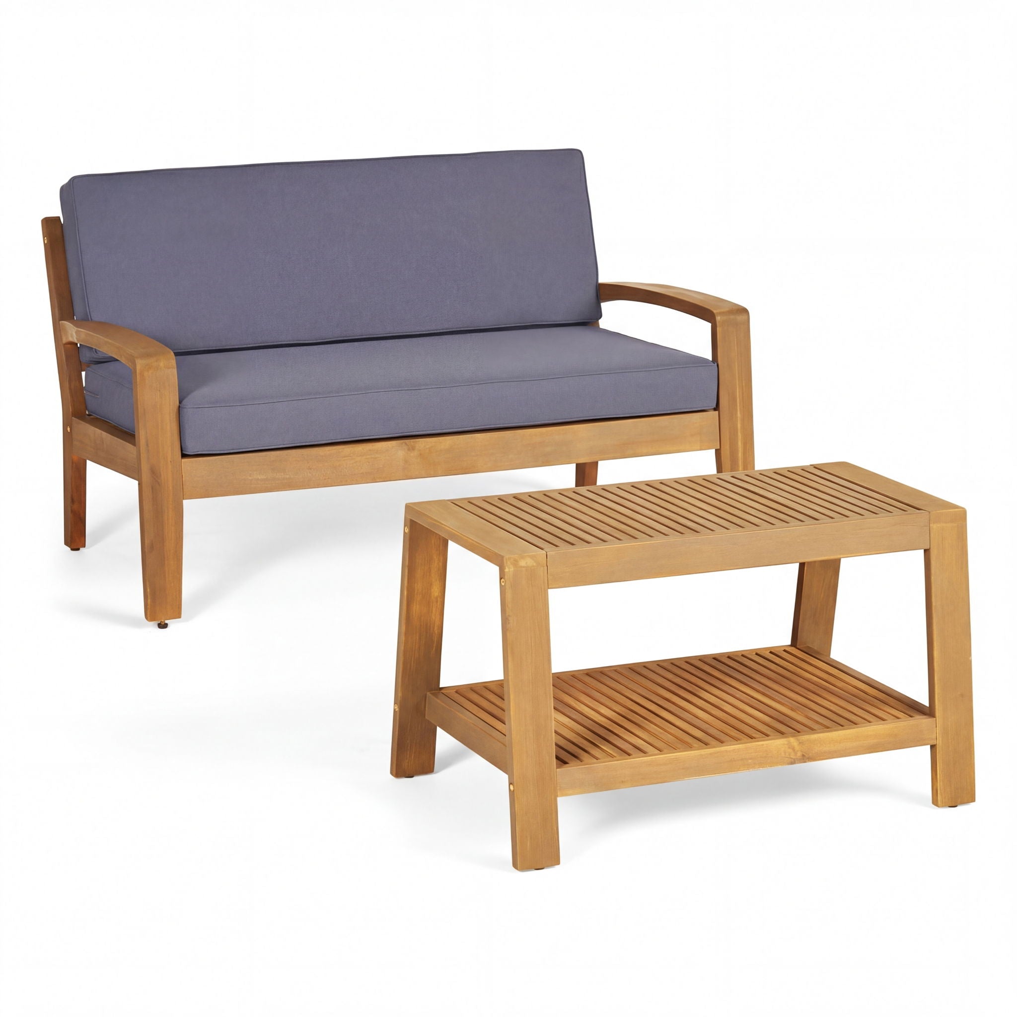 2 Piece Outdoor Conversation Set – Loveseat & Coffee Table with Water-Resistant Cushions