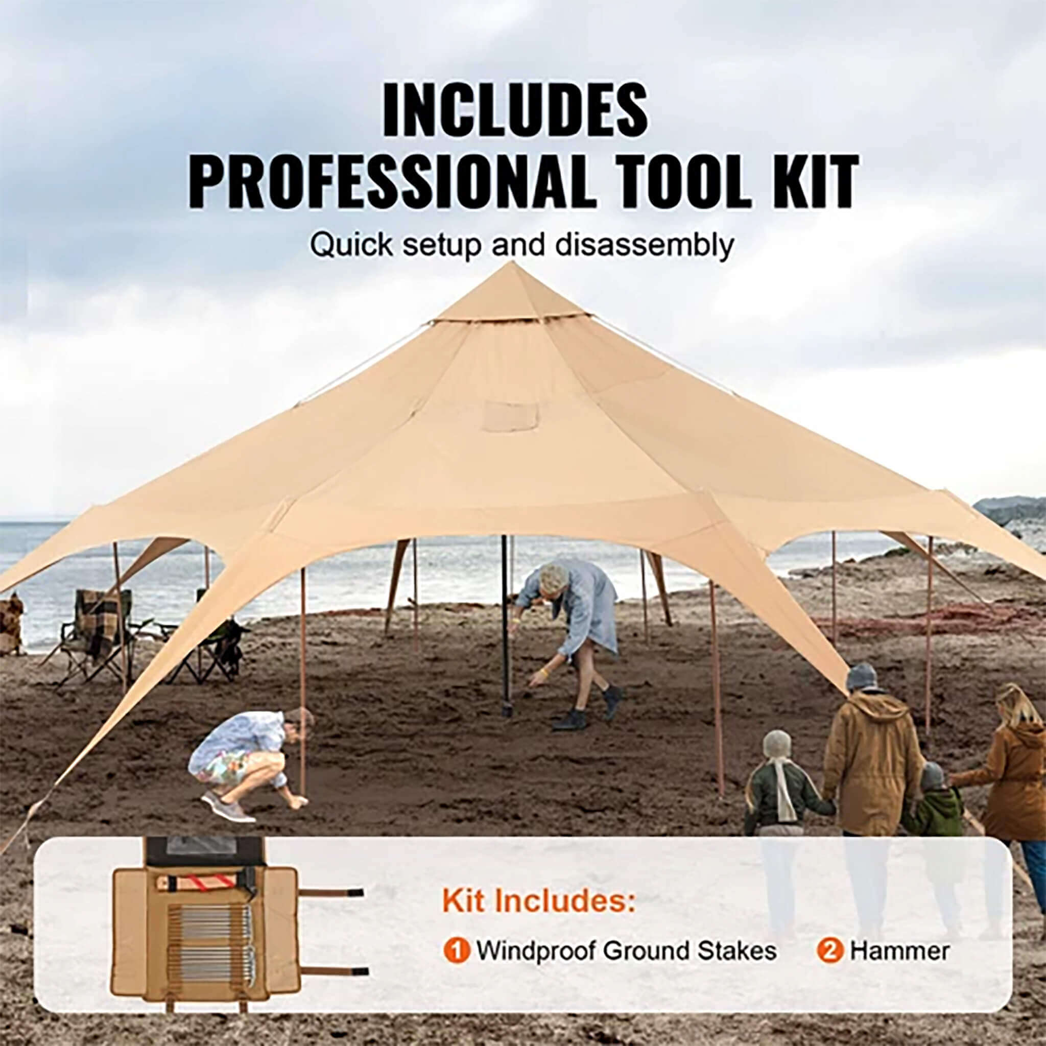 16FT Large Premium 4-Season 8-Person Bell Yurt Tent With Stove Jack (SAK75947)